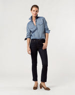 Load image into Gallery viewer, Flare Cropped 5-Pocket Jean in Indigo Stretch Denim
