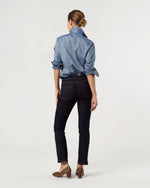 Load image into Gallery viewer, Flare Cropped 5-Pocket Jean in Indigo Stretch Denim
