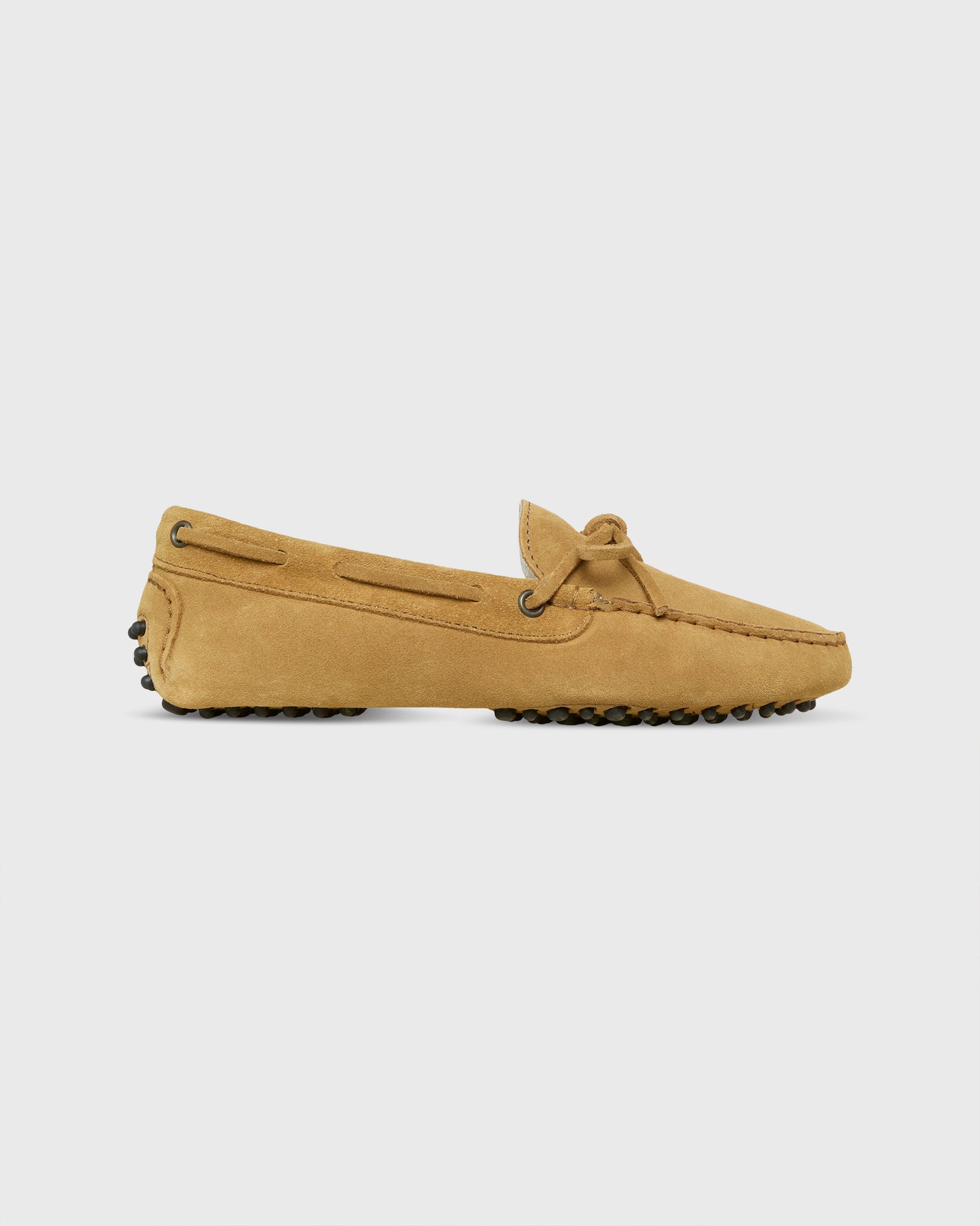 Shearling Driving Moccasin in Camel Suede
