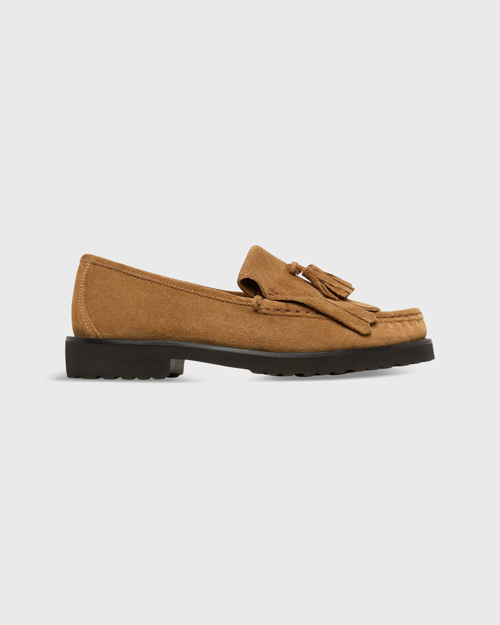Kilt Lug Sole Penny Loafer in Whiskey Suede