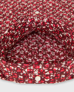Short-Sleeved Button-Down Sport Shirt in Red Batik Print Poplin
