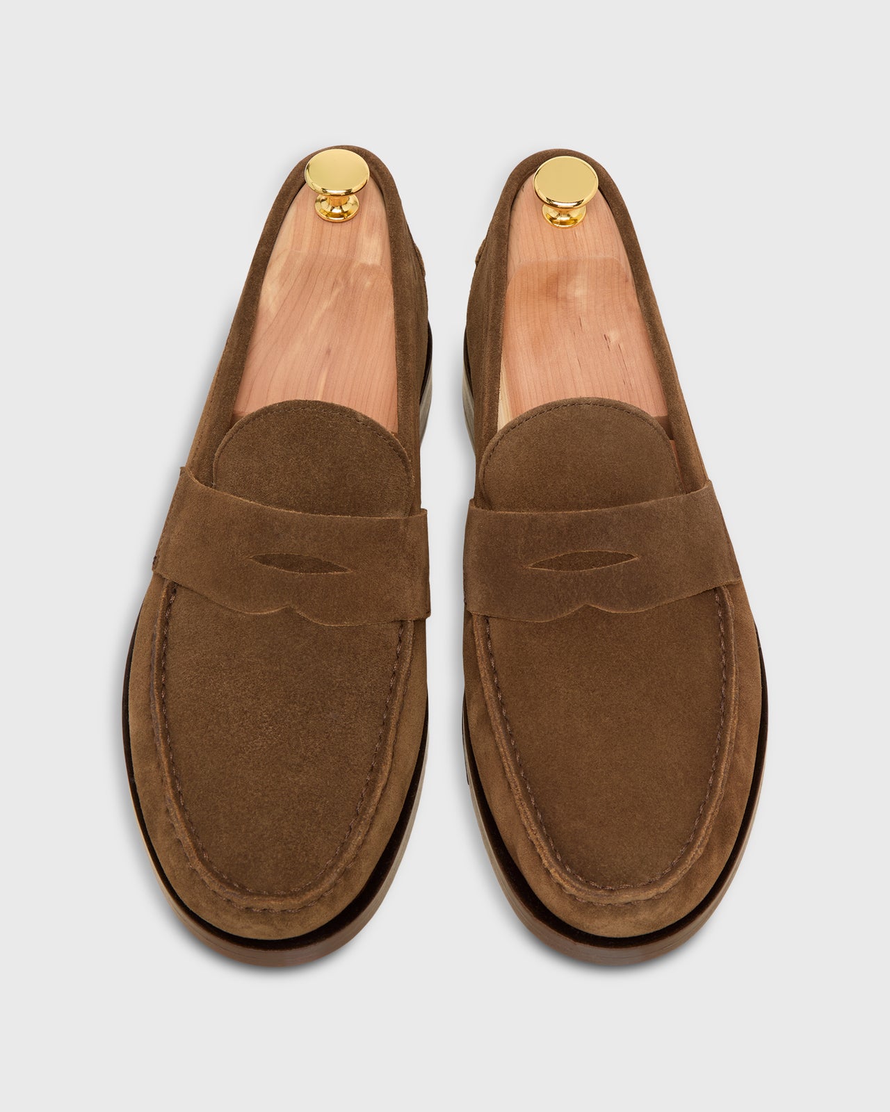 Handsewn Penny Loafer in Chocolate Suede
