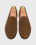 Load image into Gallery viewer, Handsewn Penny Loafer in Chocolate Suede
