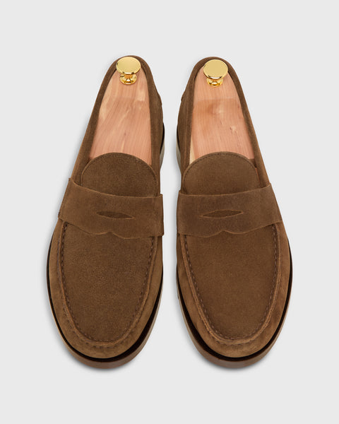 Handsewn Penny Loafer in Chocolate Suede | Shop Sid Mashburn
