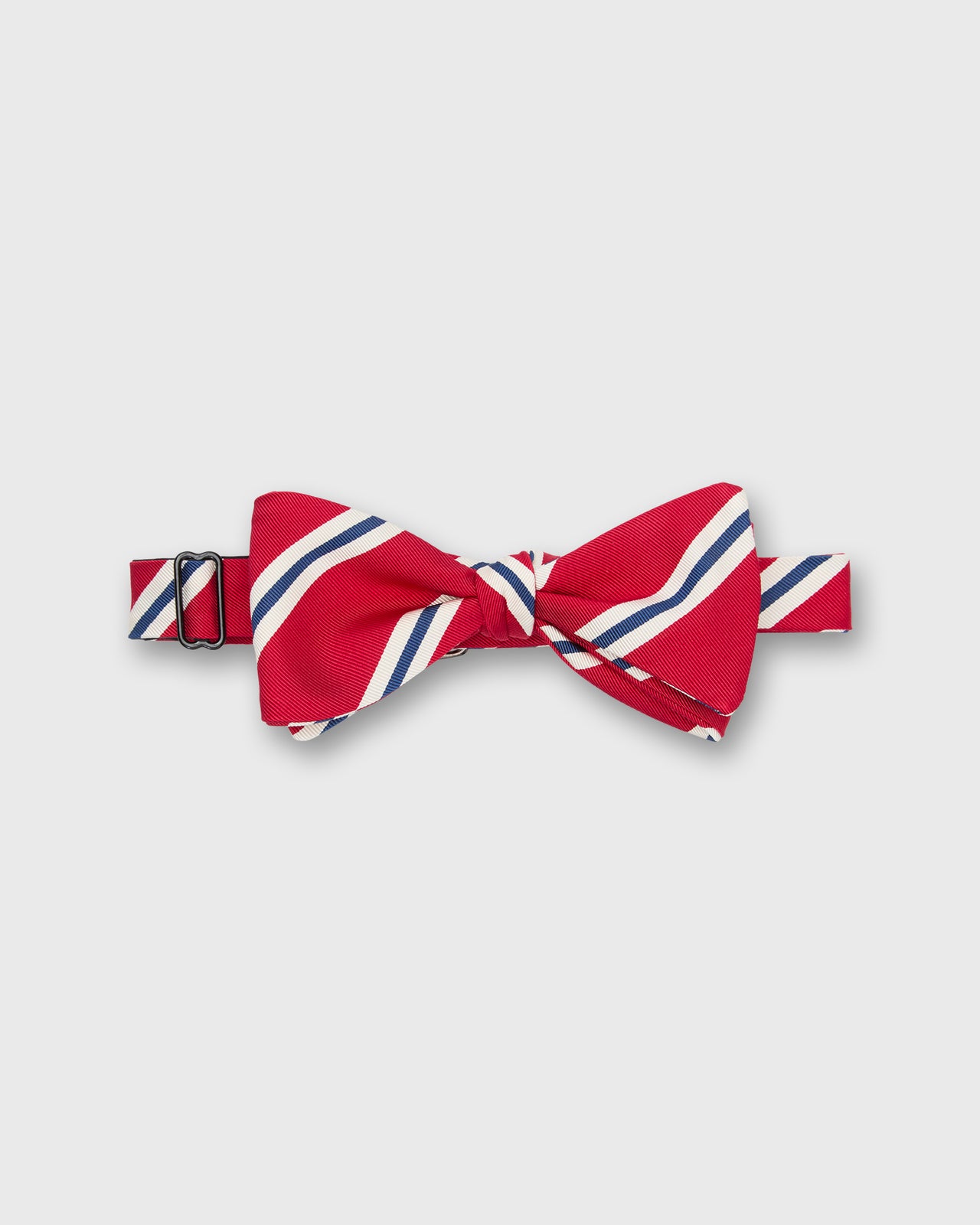 Silk Bow Tie in Red/French Blue Banks Stripe