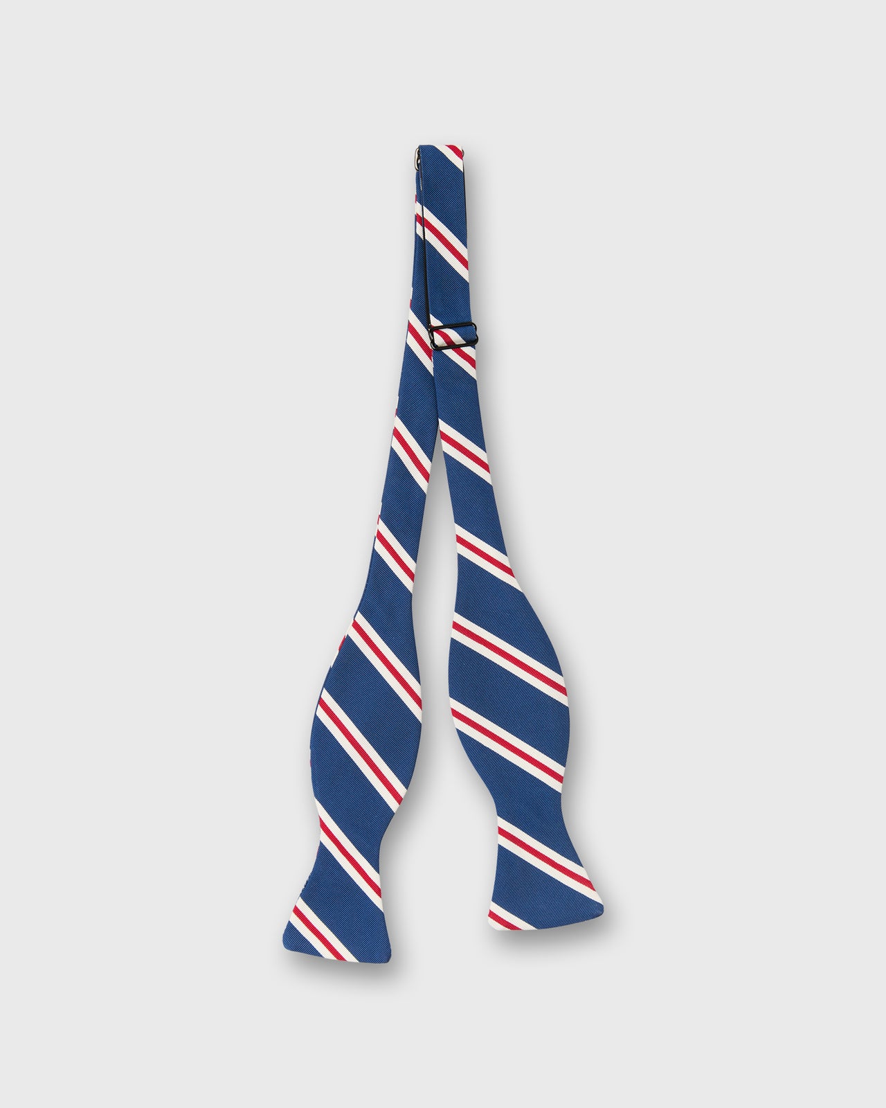 Silk Bow Tie in French Blue/Red Banks Stripe