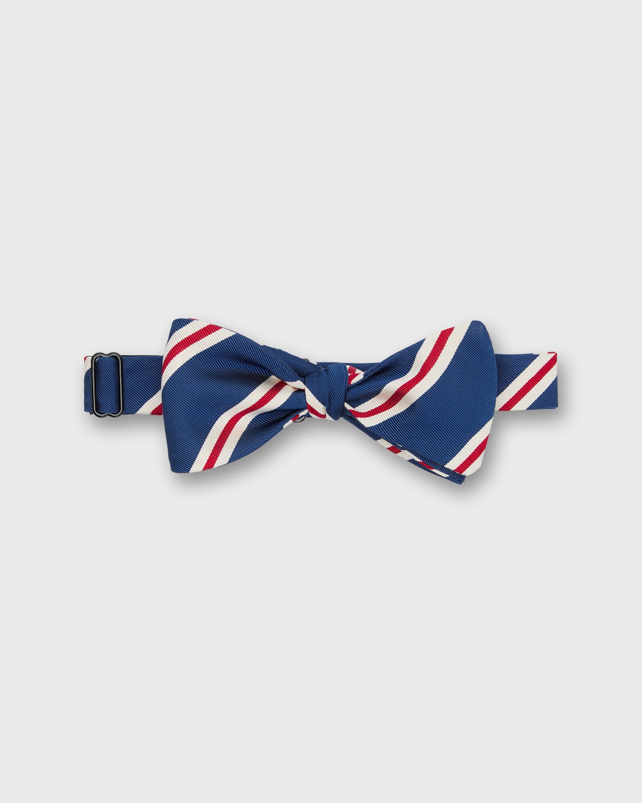 Silk Bow Tie in French Blue/Red Banks Stripe