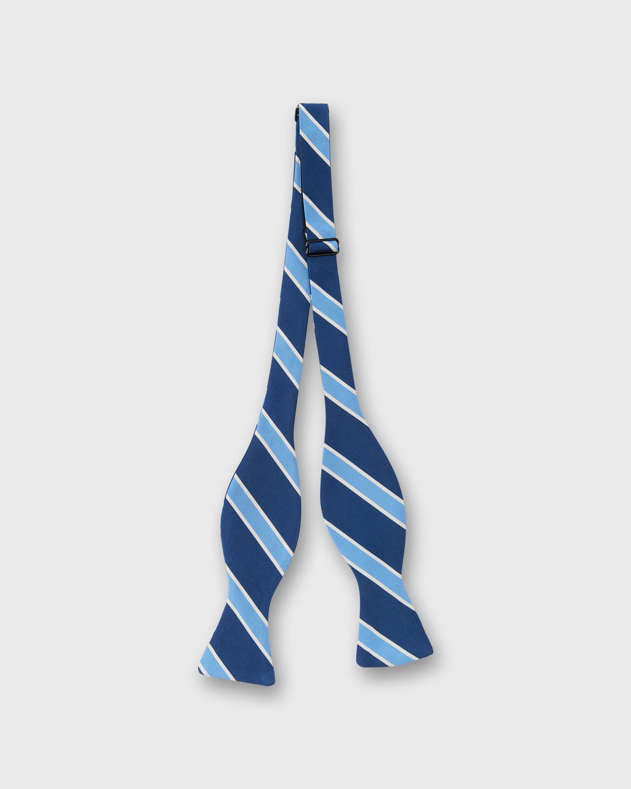 Silk Bow Tie in Navy/Cobalt Crescent Stripes