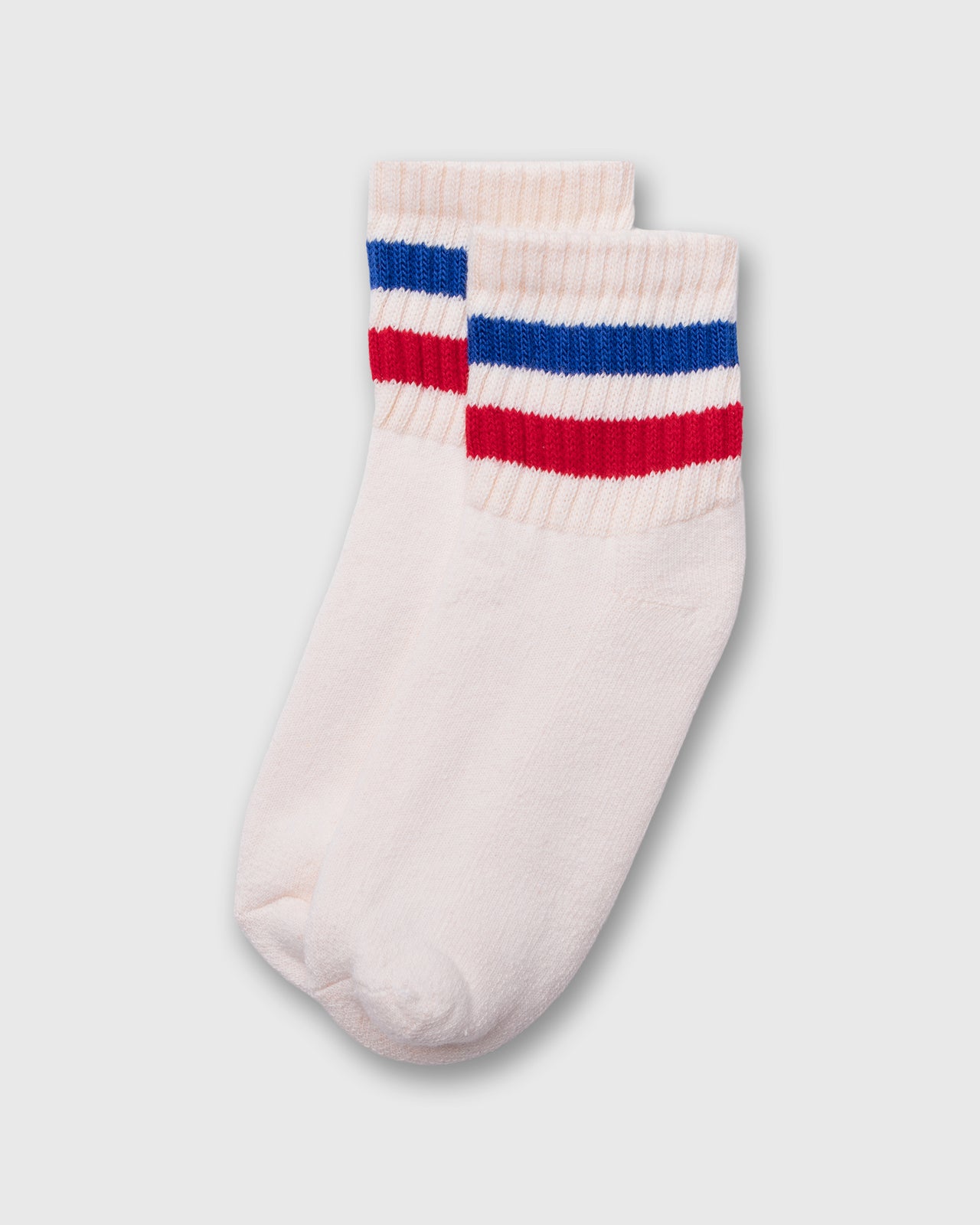 Retro Stripe Quarter Crew Socks in Royal/Red