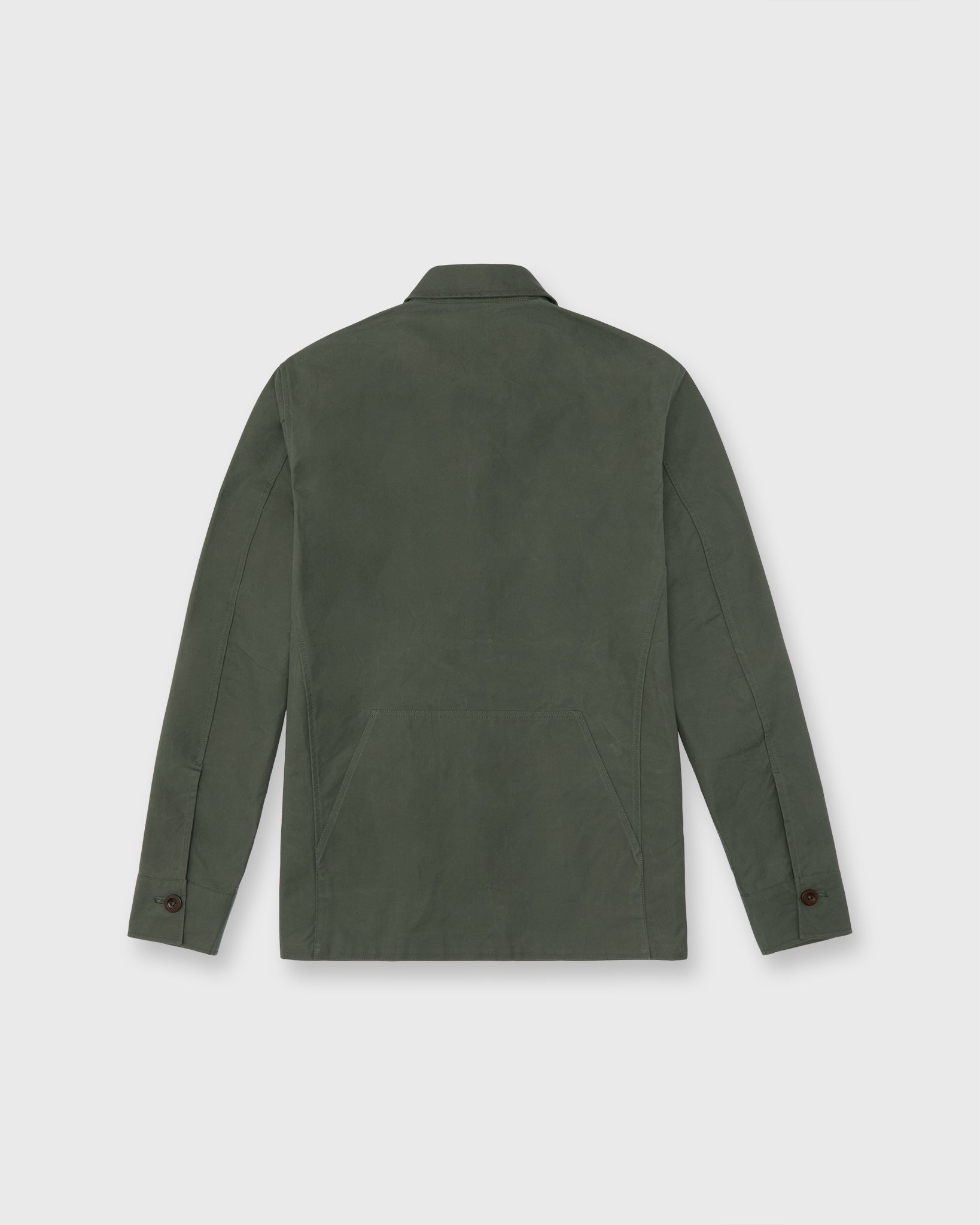Military Jacket in Green Dry Waxed Poplin