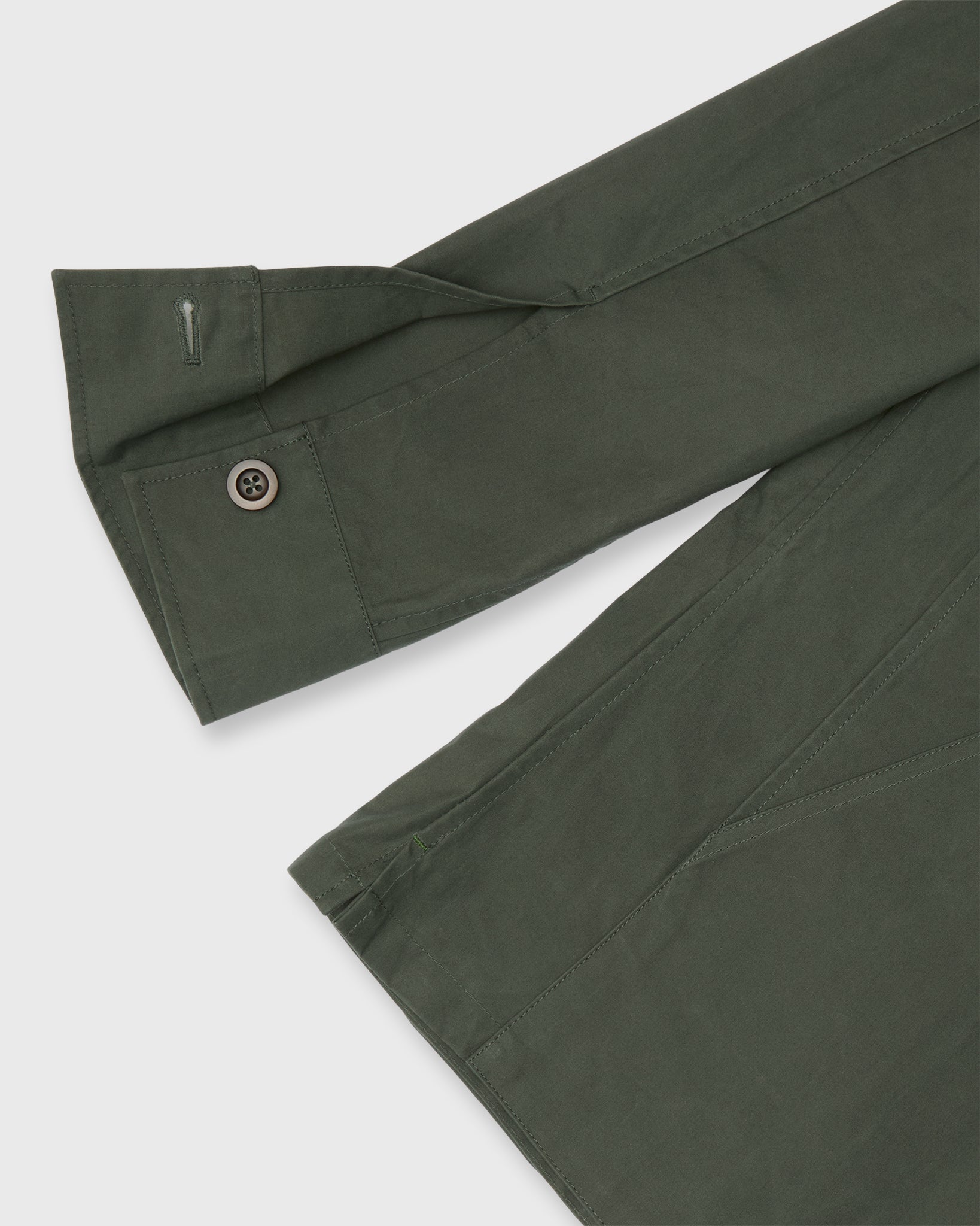 Military Jacket in Green Dry Waxed Poplin
