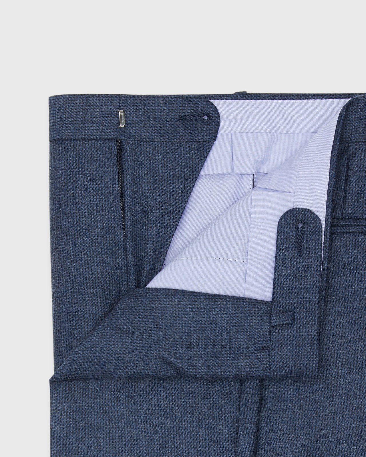 Dress Trouser in Blue Check Flannel