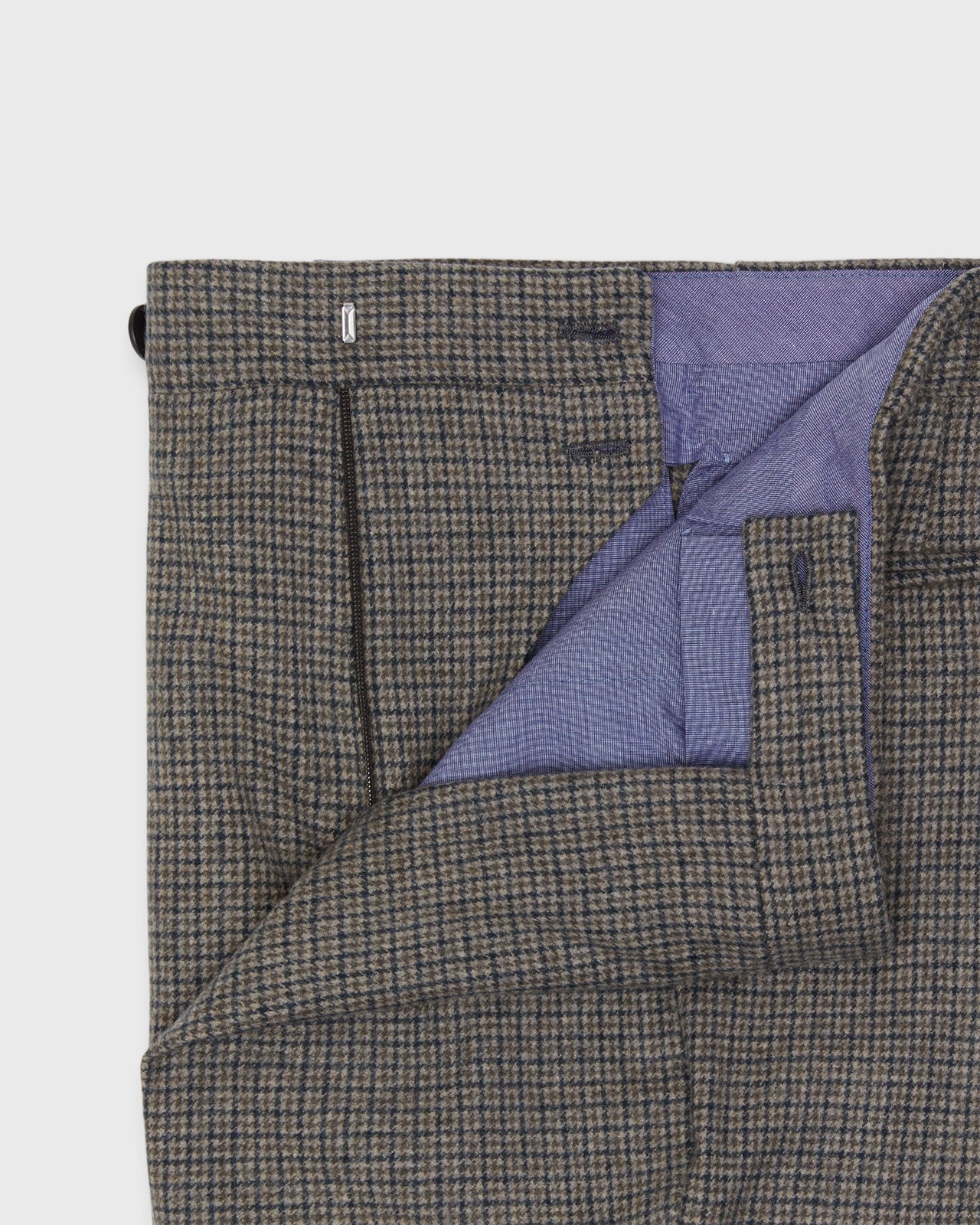 No. 4 Side-Tab Dress Trouser in Oat/Slate/Olive Check Flannel