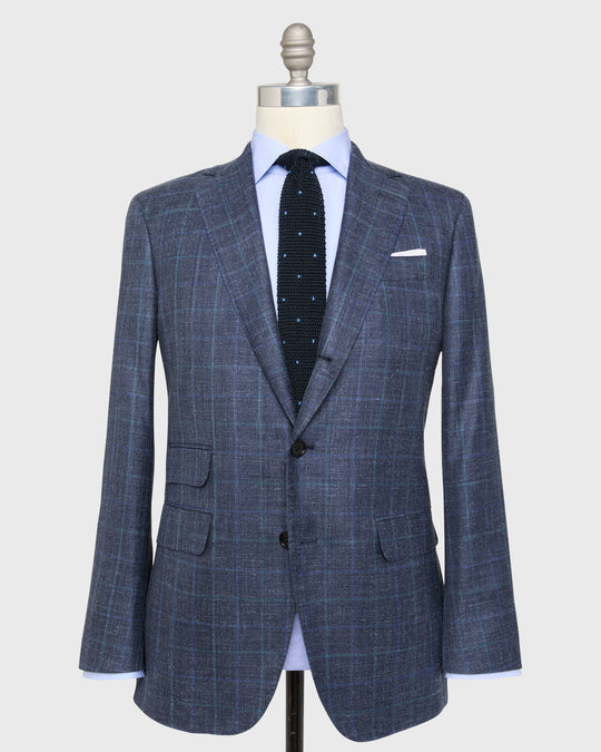 Virgil No. 2 Jacket in Navy/Blue/Aegean Windowpane Twill