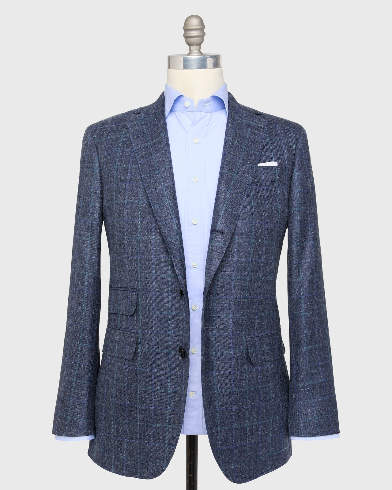 Virgil No. 2 Jacket in Navy/Blue/Aegean Windowpane Twill