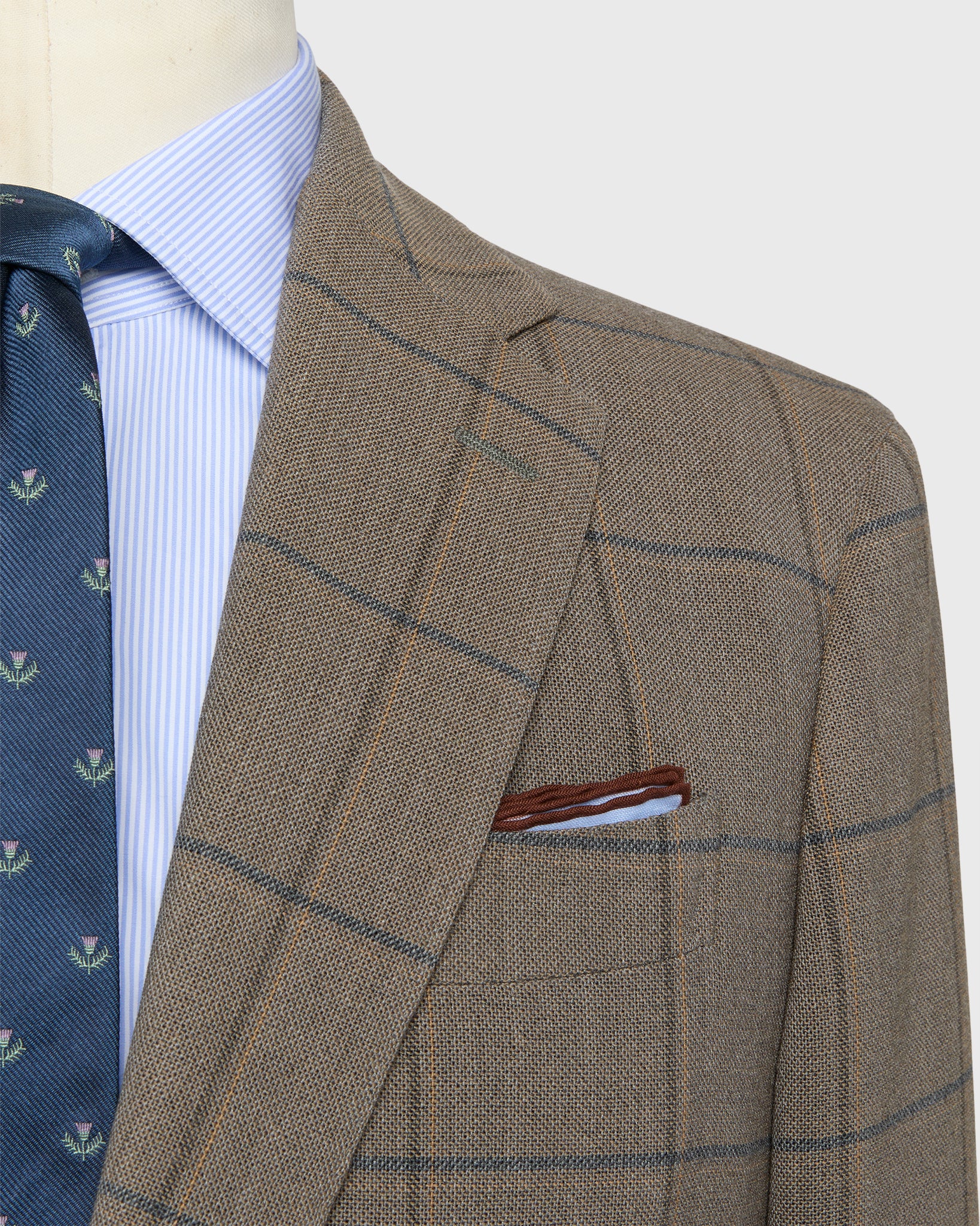 Virgil No. 2 Jacket in Flax/Blue/Gold Windowpane Quattro Hopsack