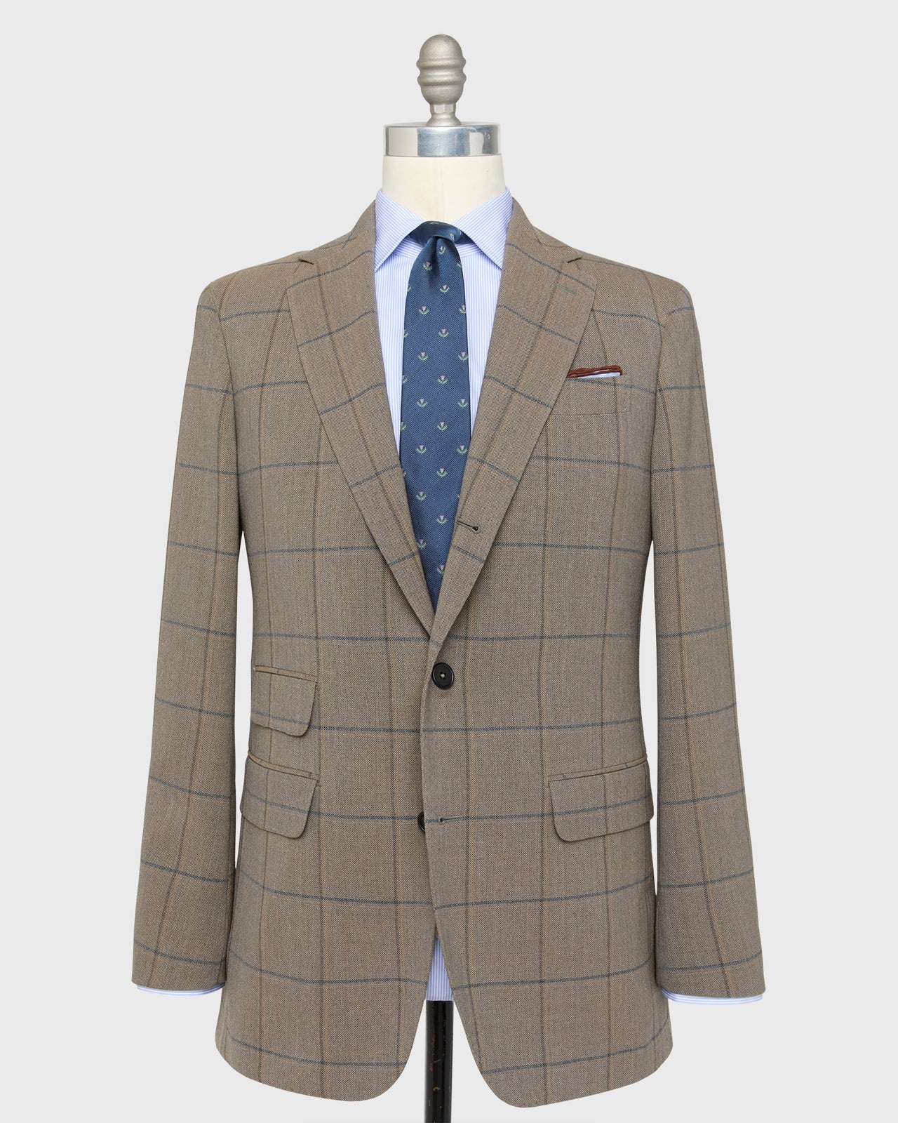 Virgil No. 2 Jacket in Flax/Blue/Gold Windowpane Quattro Hopsack