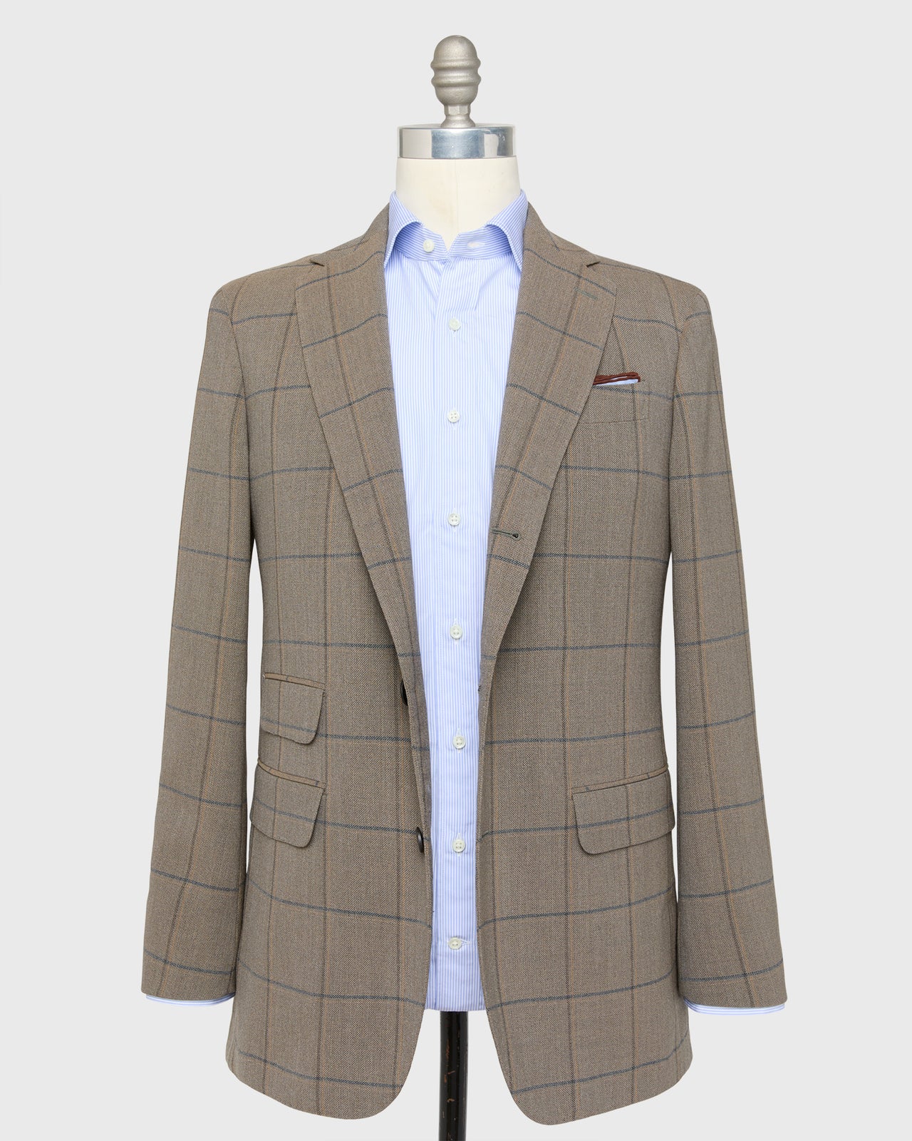 Virgil No. 2 Jacket in Flax/Blue/Gold Windowpane Quattro Hopsack