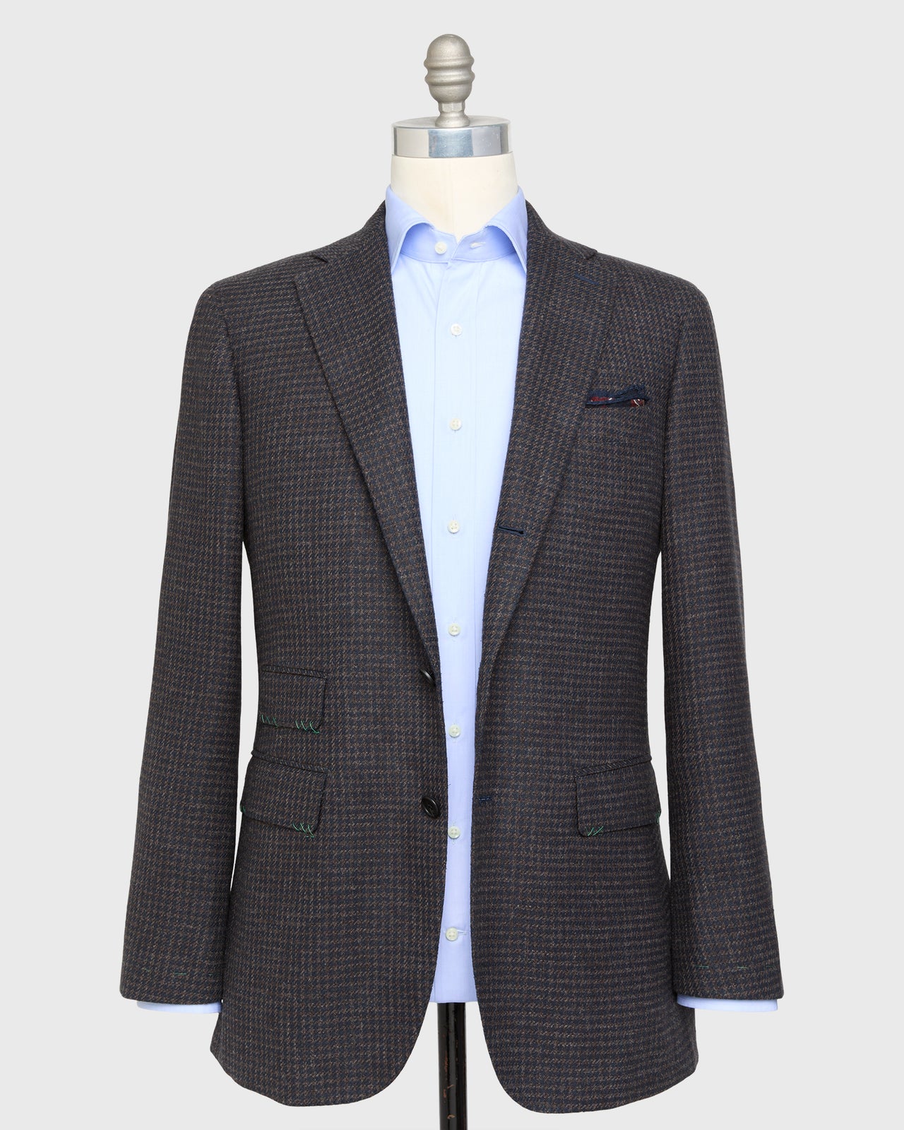Virgil No. 3 Jacket in Chocolate/Navy Houndstooth Hopsack
