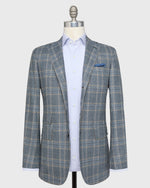 Load image into Gallery viewer, Virgil No. 4 Jacket in Navy/Tan/Bone Plaid Brushed Sharkskin
