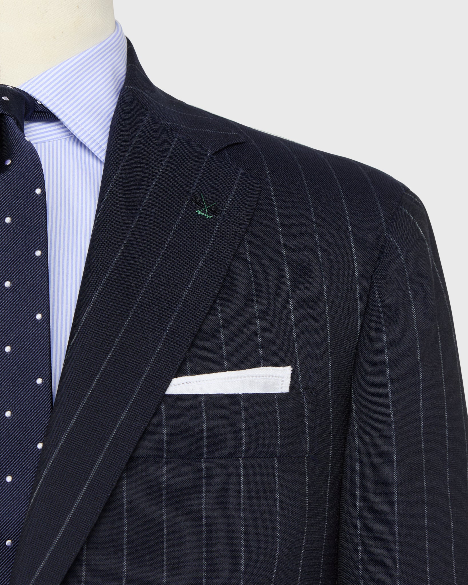 Virgil No. 4 Suit in Navy/Grey Chalk Stripe Plainweave