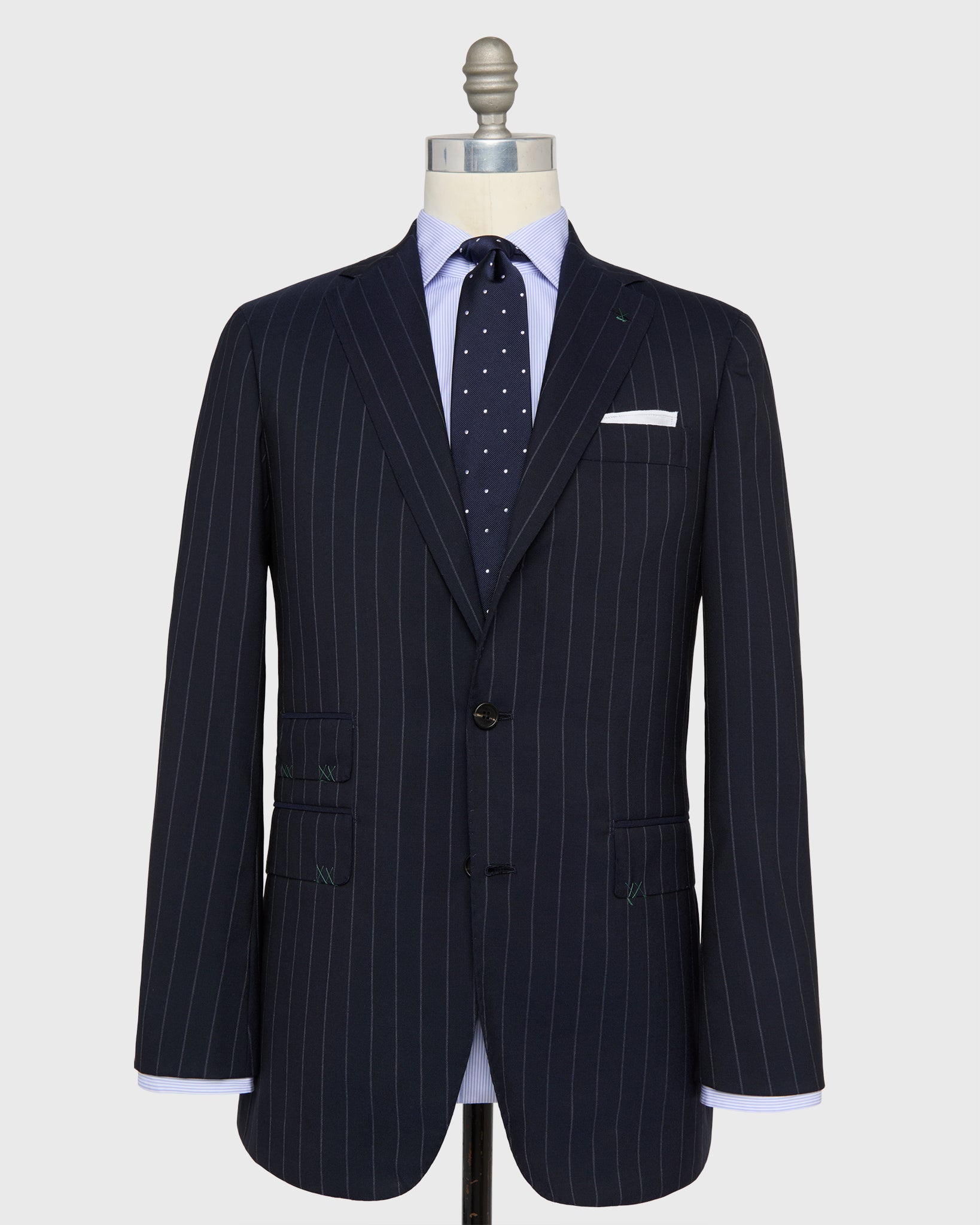 Virgil No. 4 Suit in Navy/Grey Chalk Stripe Plainweave