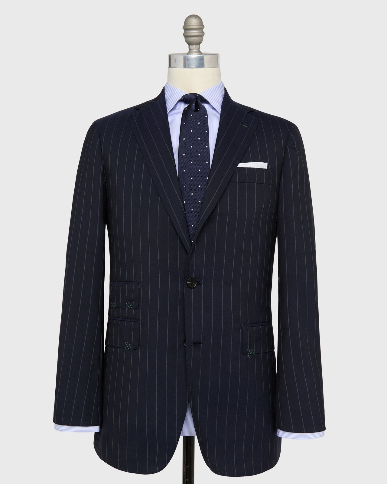 Virgil No. 4 Suit in Navy/Grey Chalk Stripe Plainweave