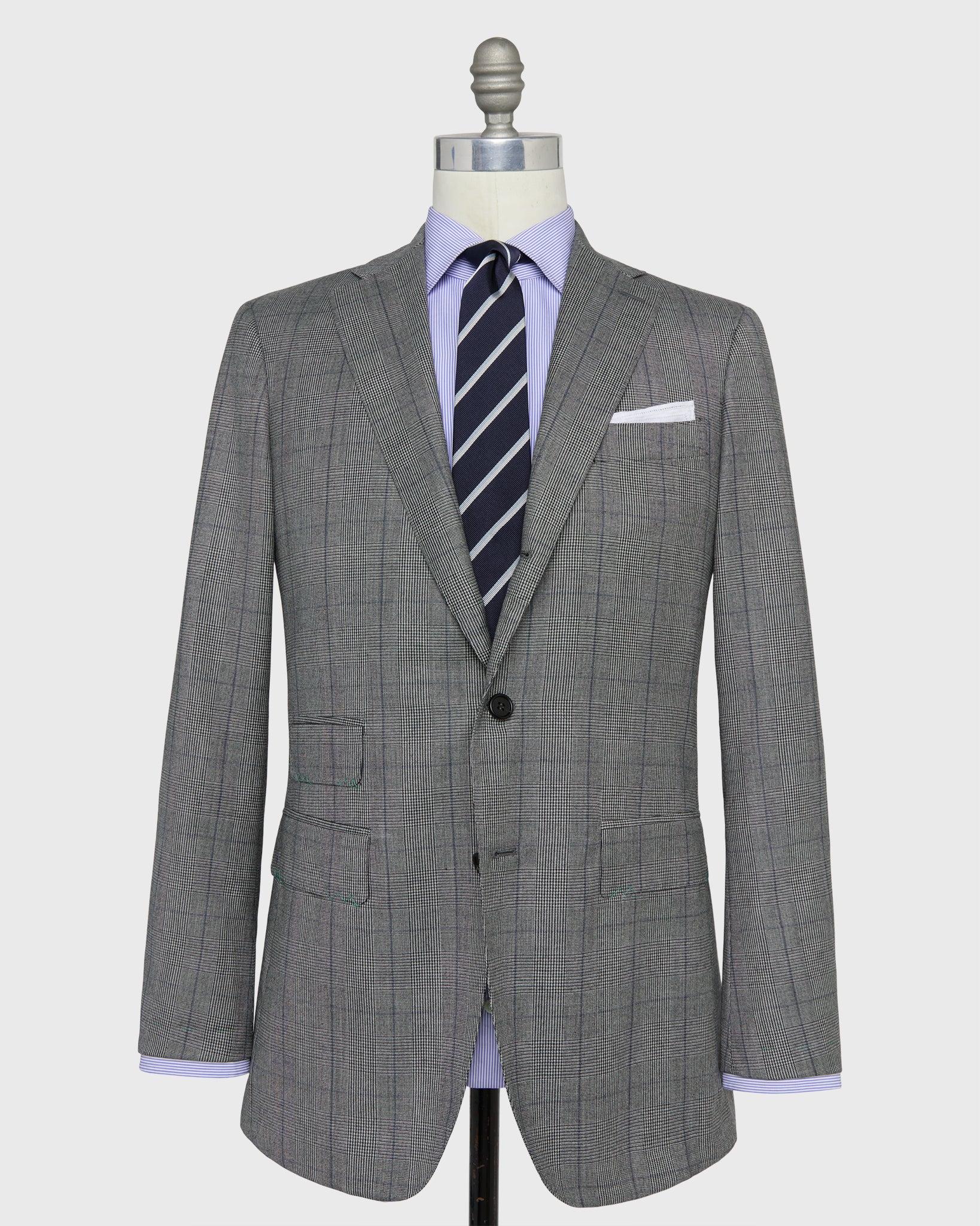 Virgil No. 3 Suit in Bone/Coal/Blue Glen Plaid Plainweave