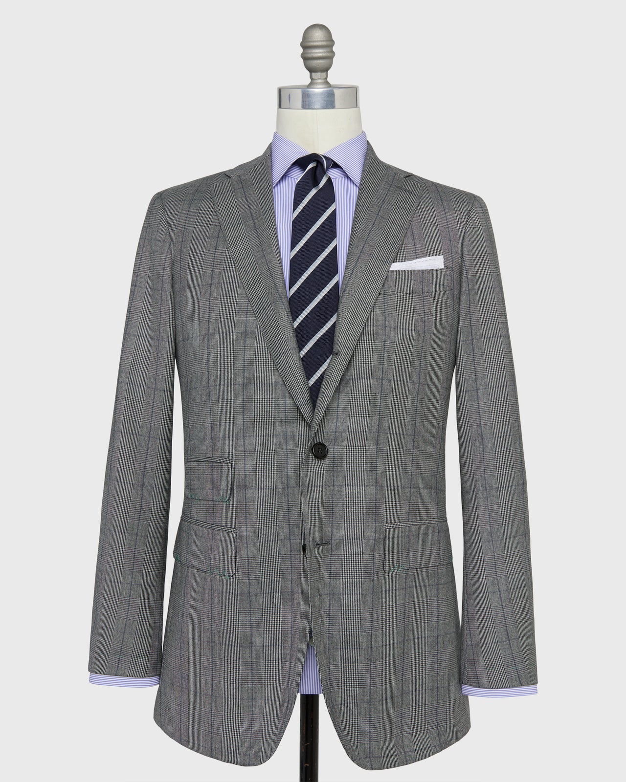 Virgil No. 3 Suit in Bone/Coal/Blue Glen Plaid Plainweave