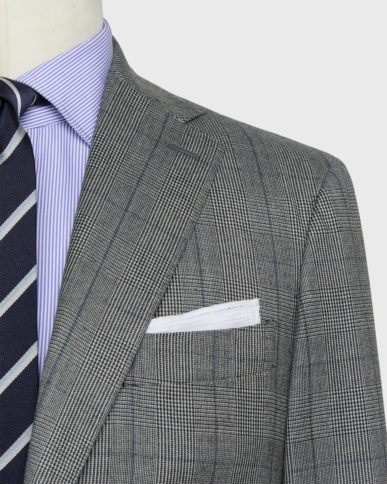 Virgil No. 3 Suit in Bone/Coal/Blue Glen Plaid Plainweave