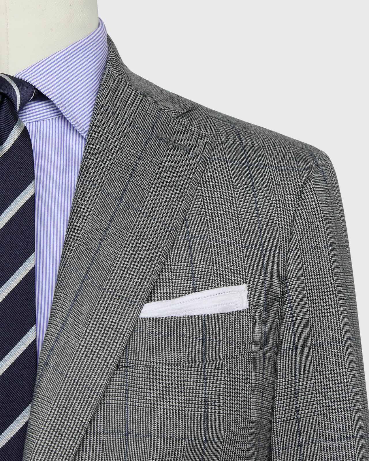 Virgil No. 3 Suit in Bone/Coal/Blue Glen Plaid Plainweave