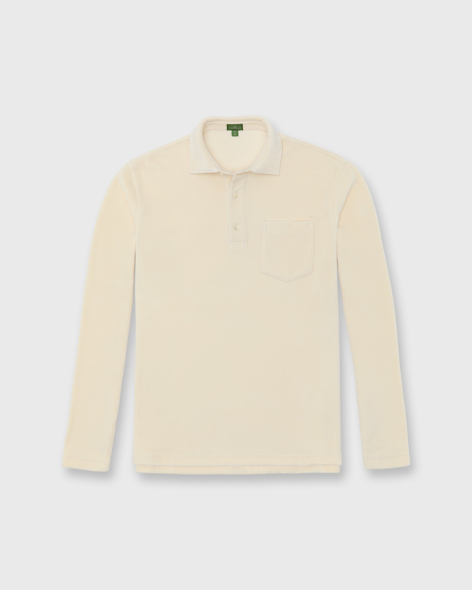 Long-Sleeved Polo in Bone Velour