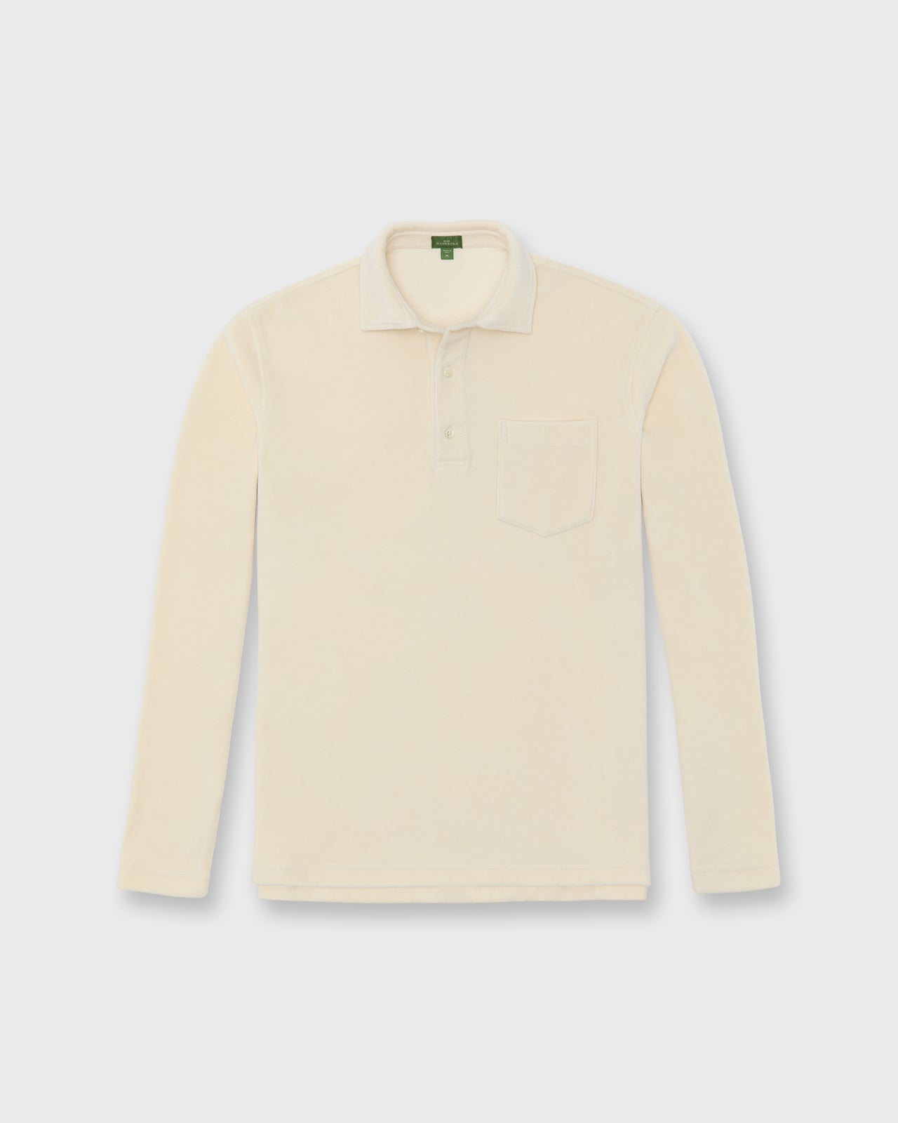 Long-Sleeved Polo in Bone Velour
