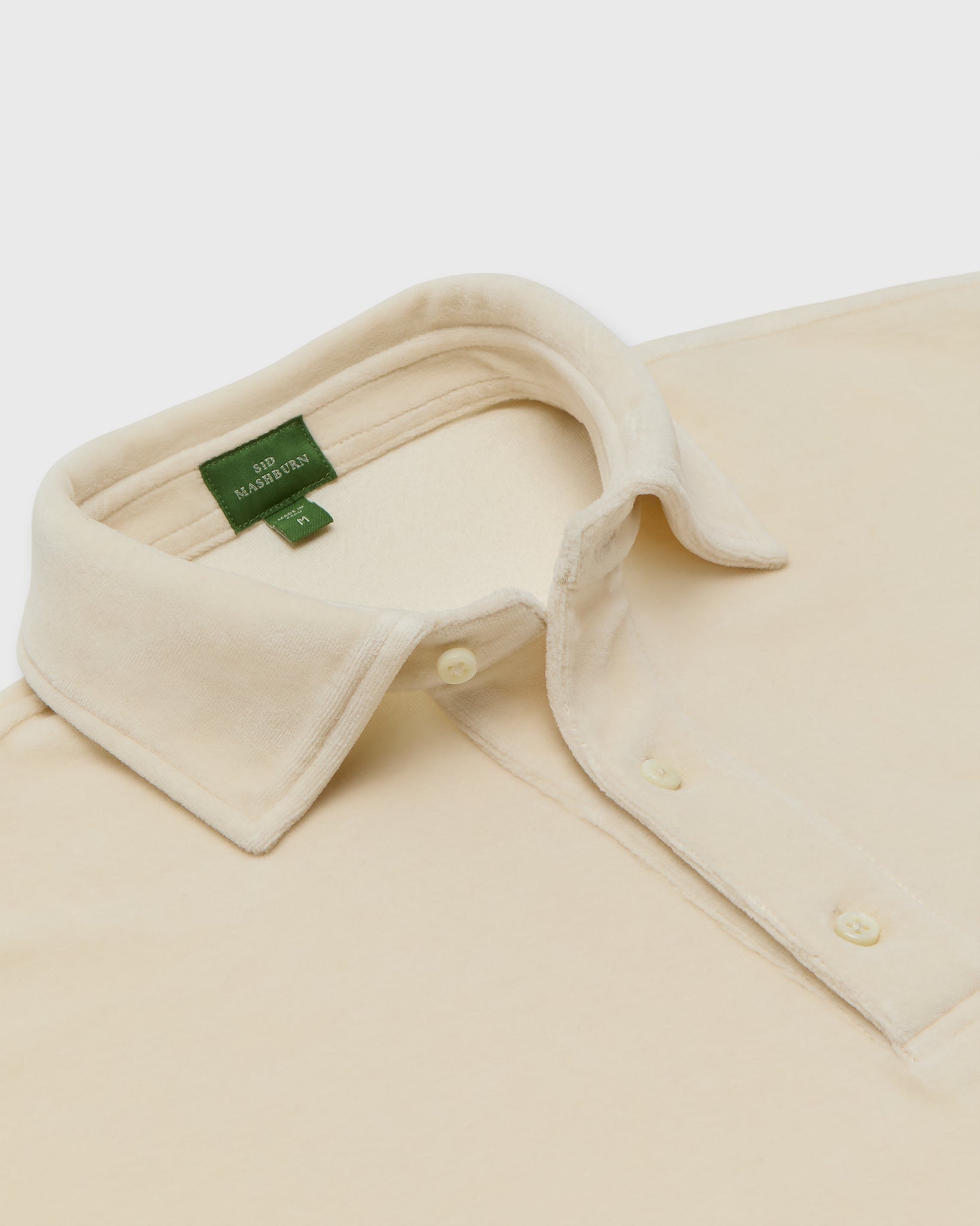 Long-Sleeved Polo in Bone Velour