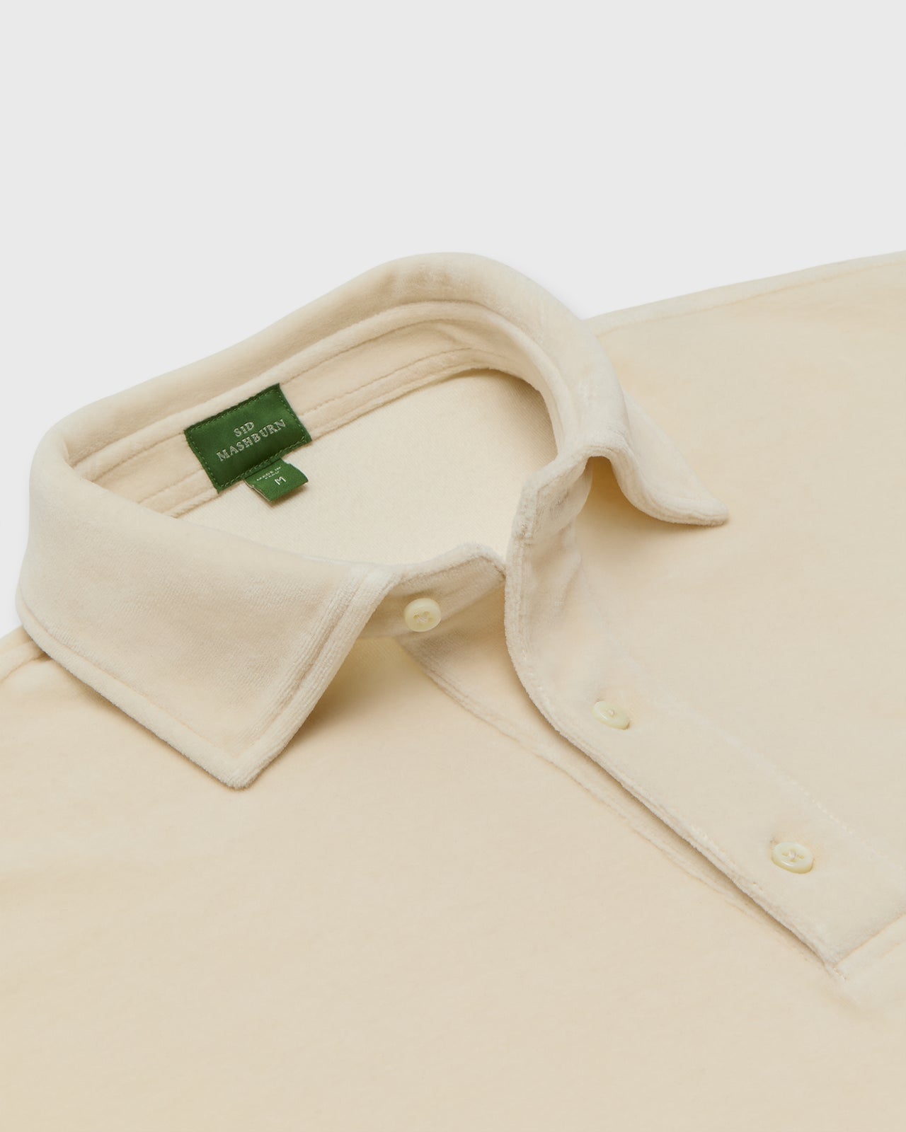 Long-Sleeved Polo in Bone Velour