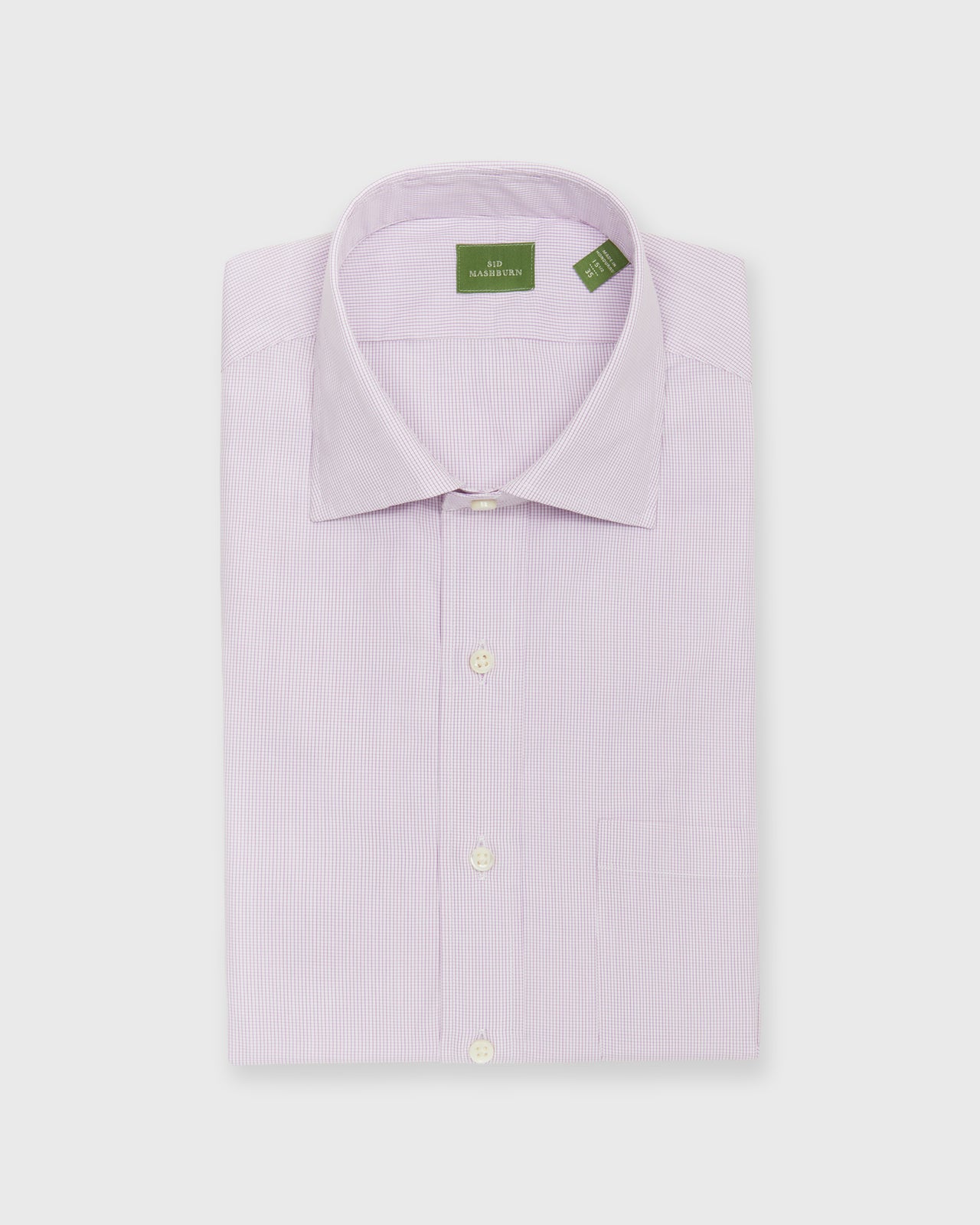 Spread Collar Dress Shirt in Mulberry Small Graph Check Poplin