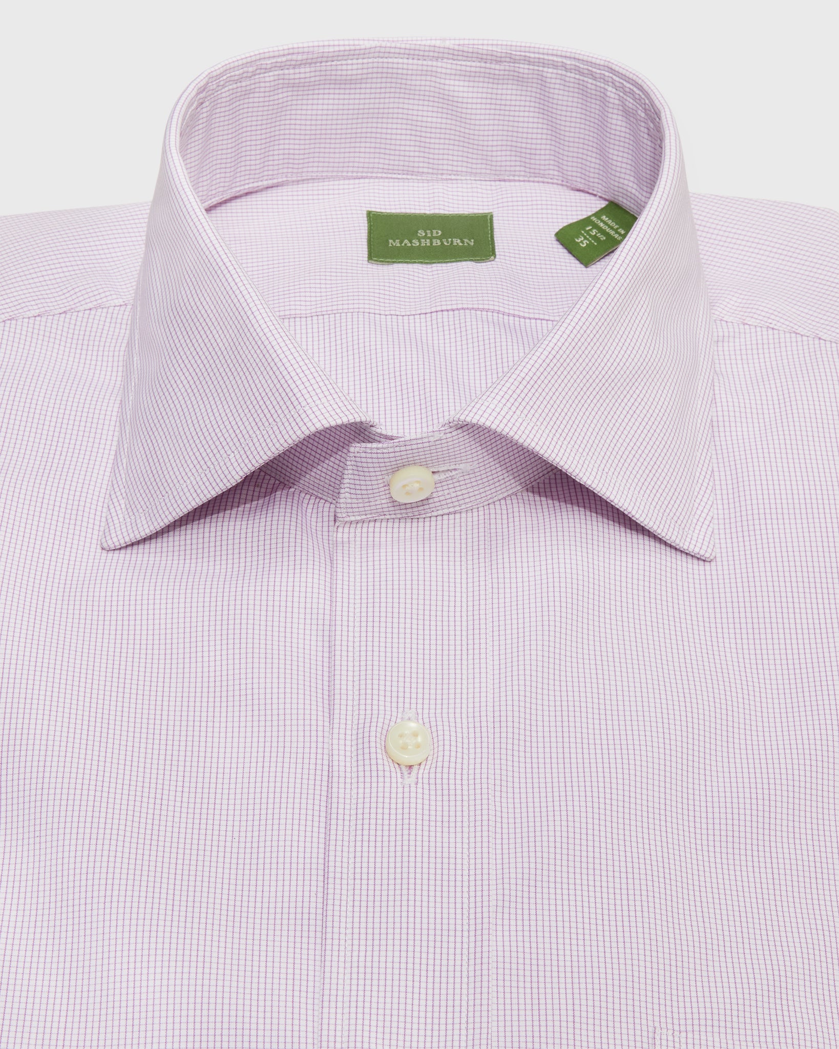 Spread Collar Dress Shirt in Mulberry Small Graph Check Poplin