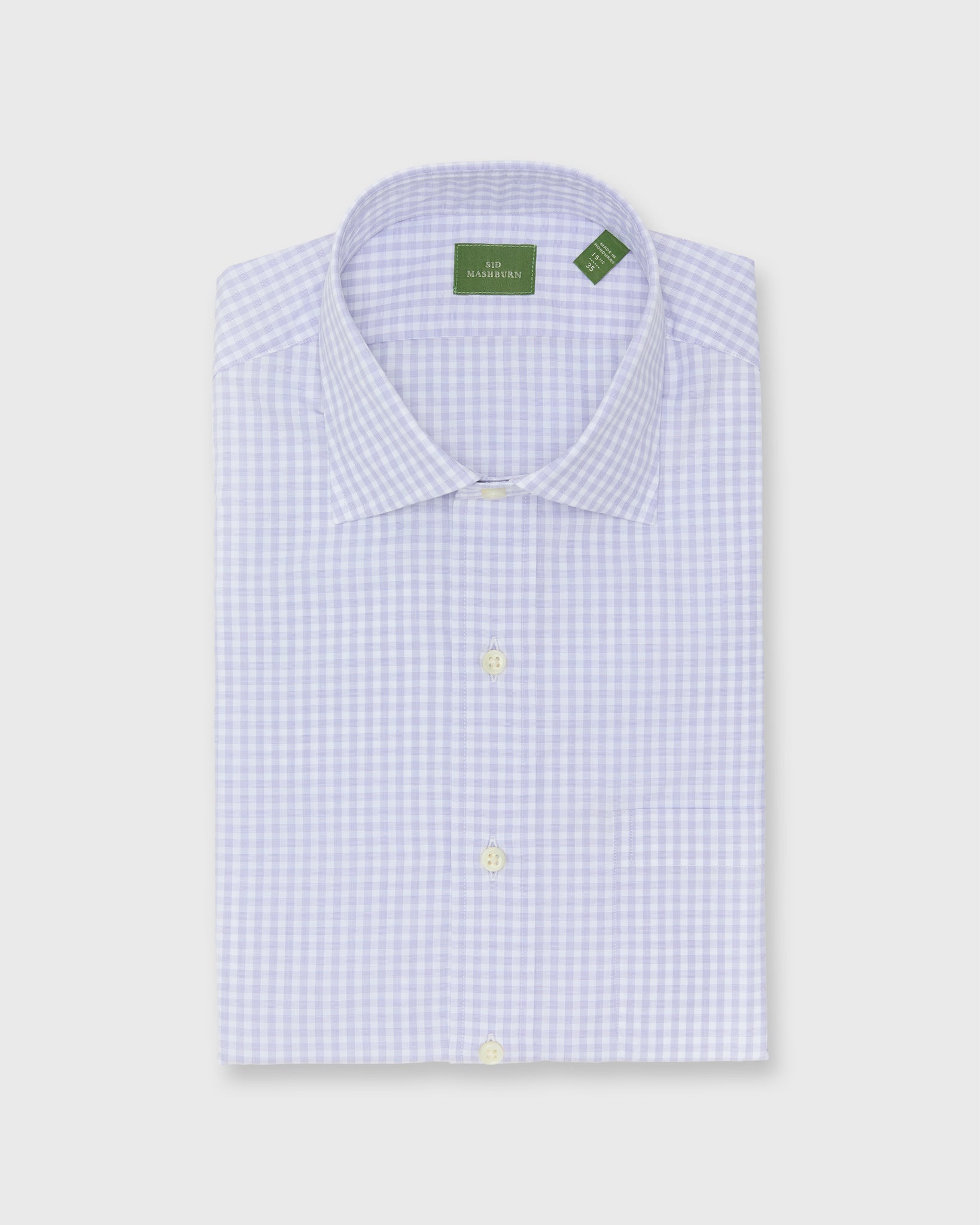 Spread Collar Dress Shirt in Lavender Gingham Poplin