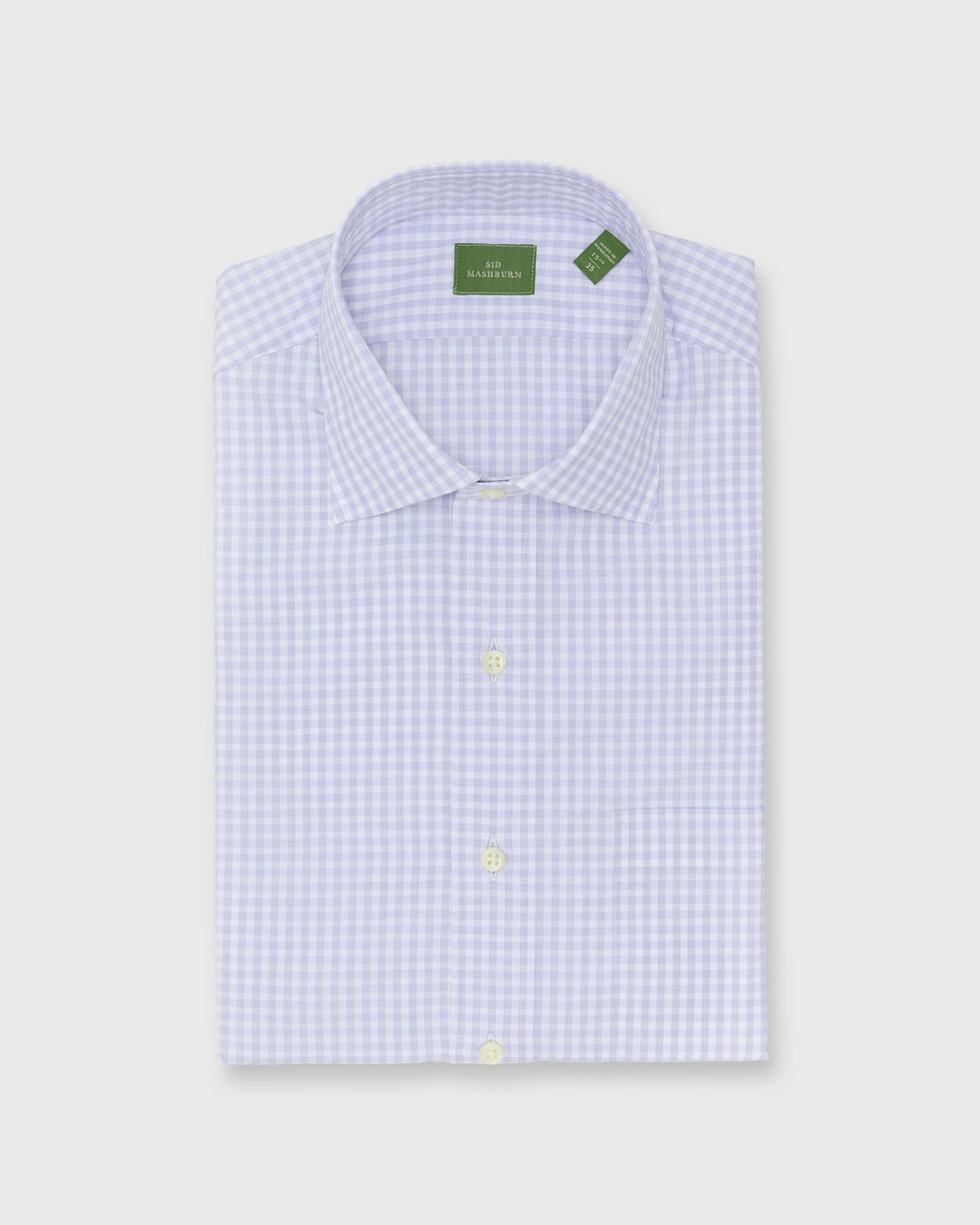 Spread Collar Dress Shirt in Lavender Gingham Poplin