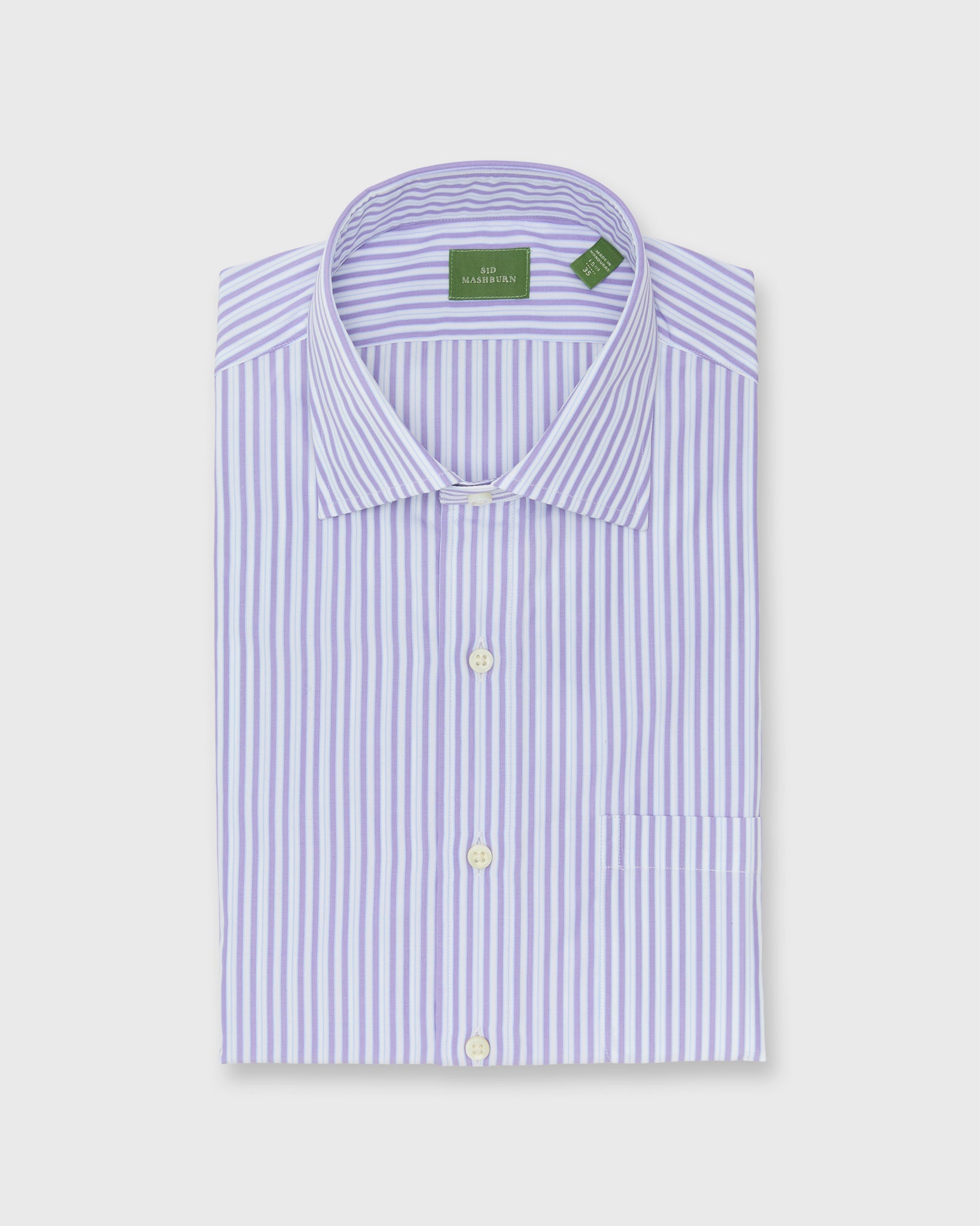 Spread Collar Dress Shirt in Lavender/Sky Stripe Poplin
