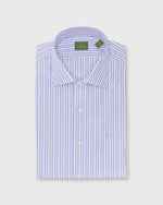 Load image into Gallery viewer, Spread Collar Dress Shirt in Lavender/Sky Stripe Poplin
