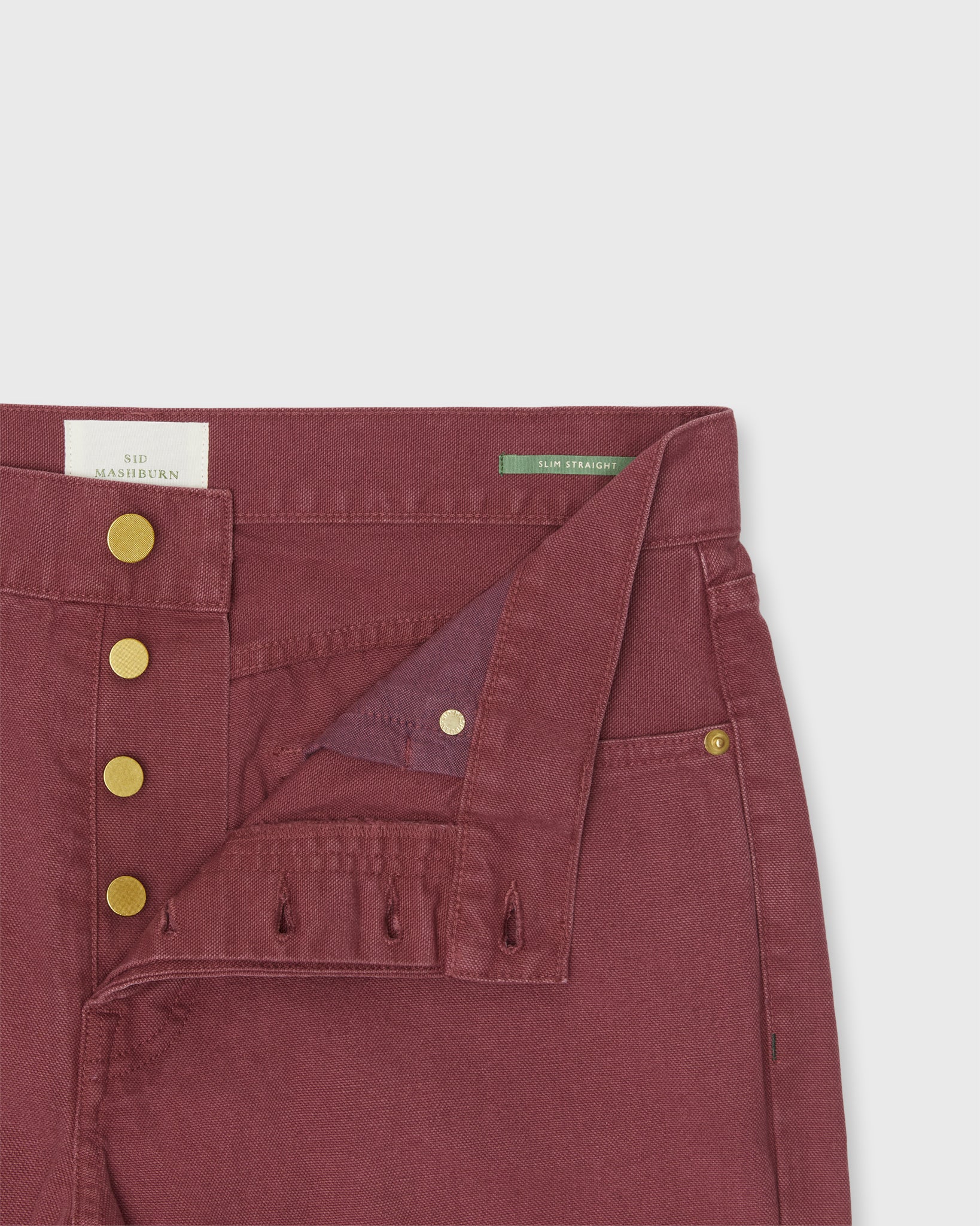 Slim Straight 5-Pocket Pant in Beet Canvas