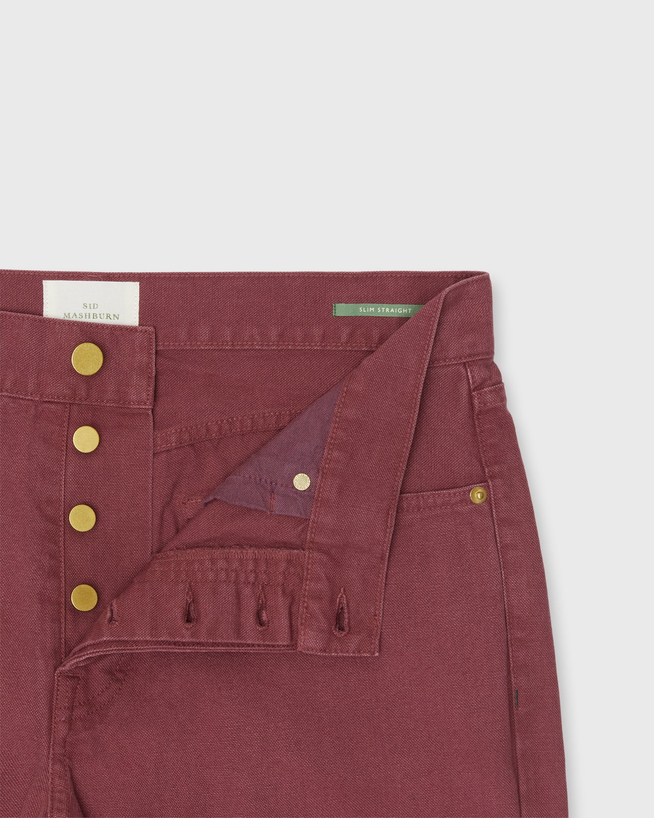 Slim Straight 5-Pocket Pant in Beet Canvas