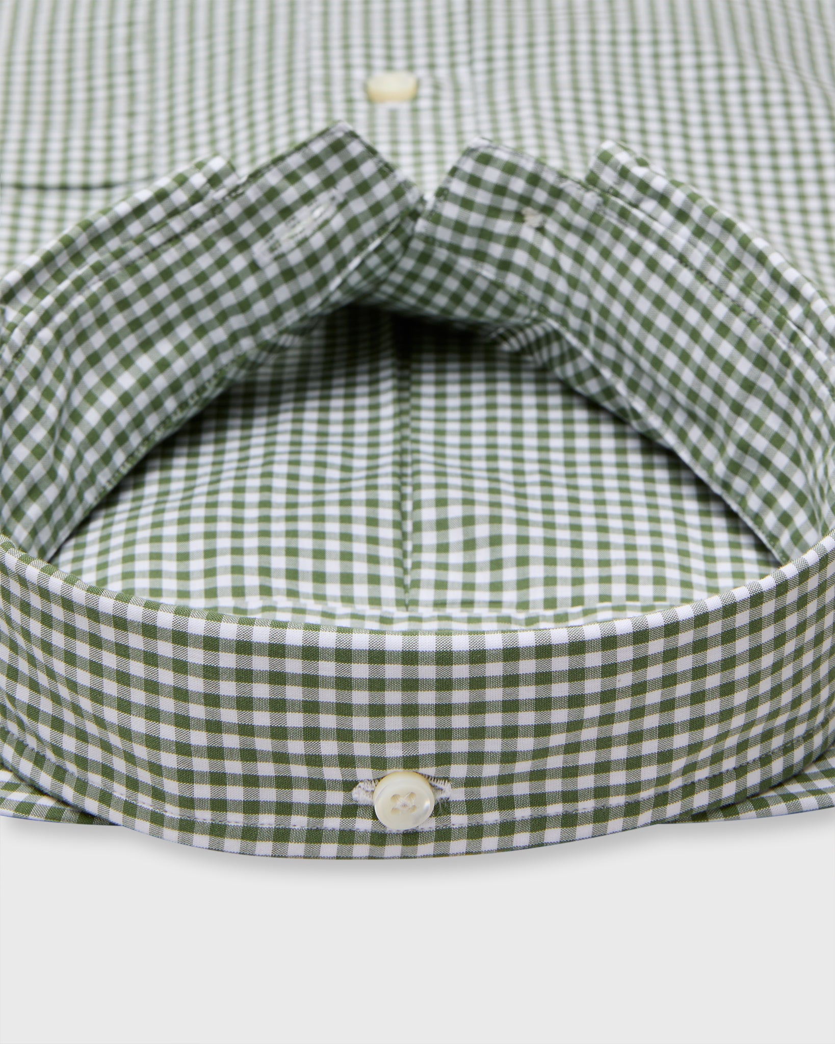 Button-Down Sport Shirt in Olive Small Gingham Poplin