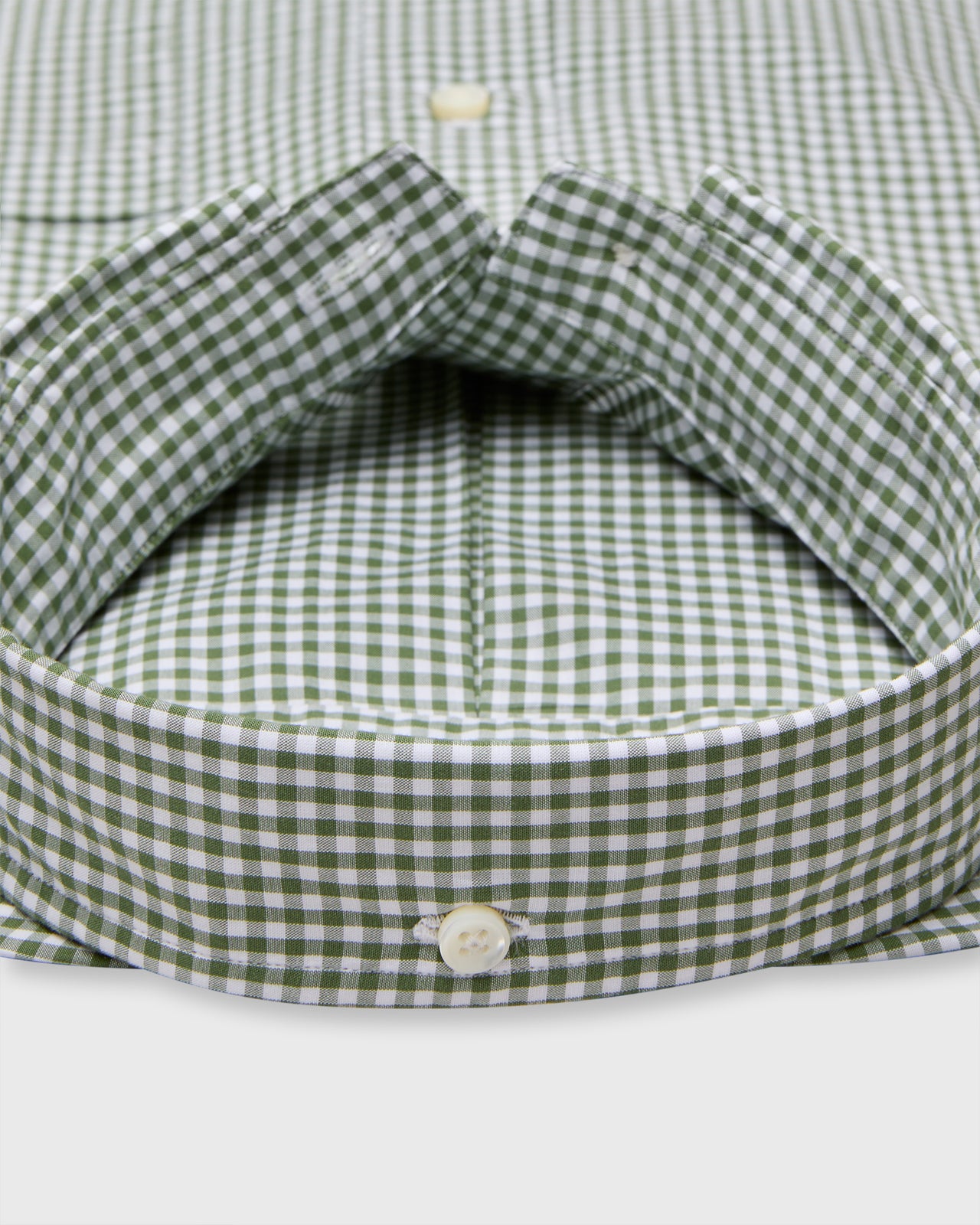 Button-Down Sport Shirt in Olive Small Gingham Poplin