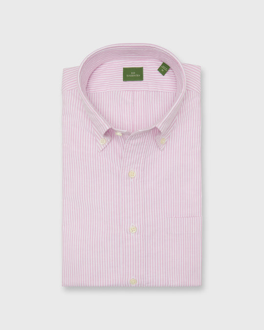 Button-Down Sport Shirt in Pink University Stripe Oxford