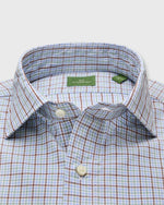 Load image into Gallery viewer, Spread Collar Sport Shirt in Sky/Spruce/Brown Tattersall Poplin
