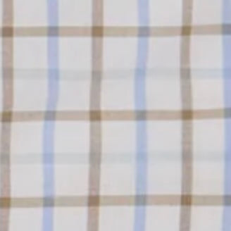 Button-Down Sport Shirt in Bone/Olive/Sky Tattersall Poplin