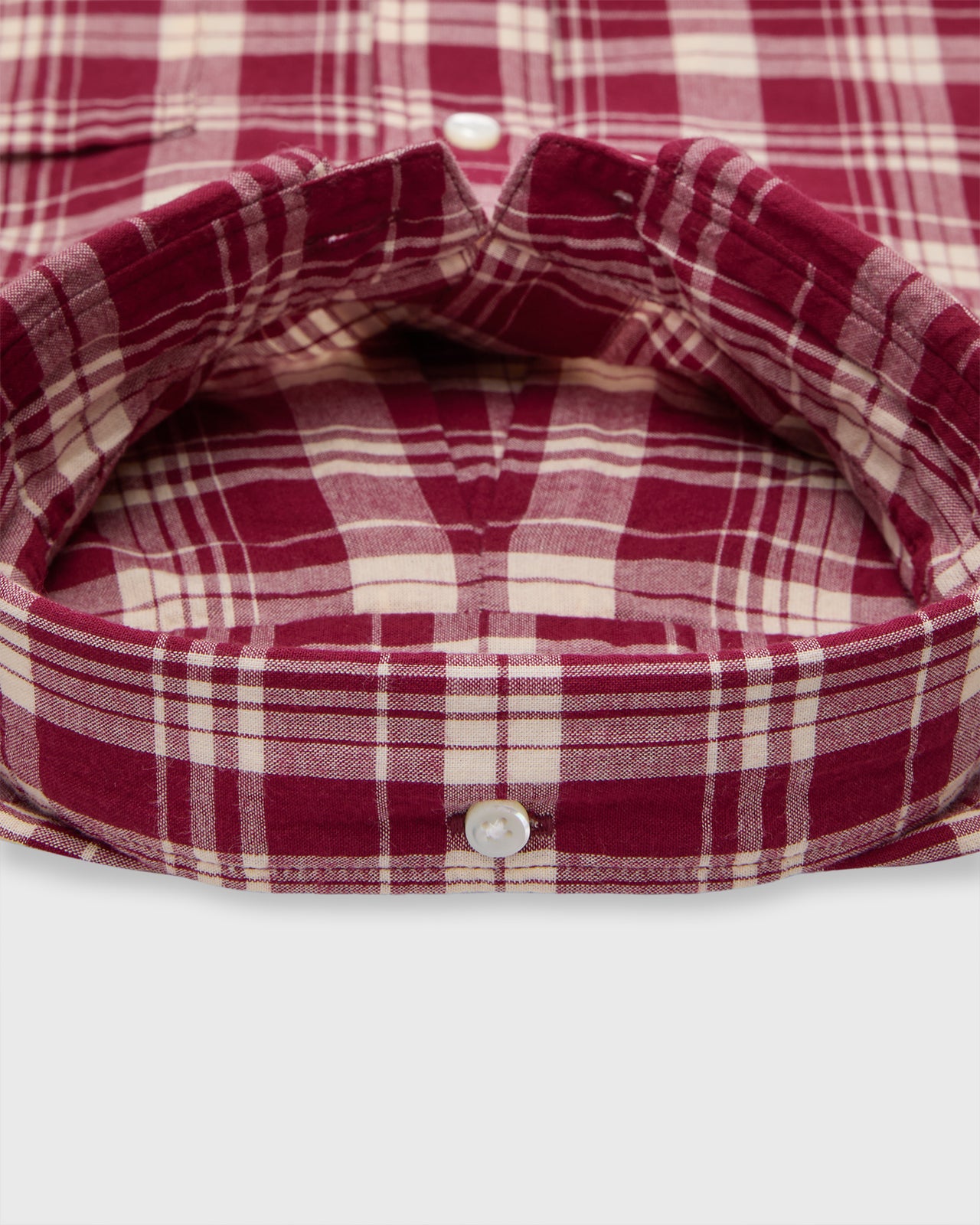 Button-Down Sport Shirt in Garnet/Bone Madras