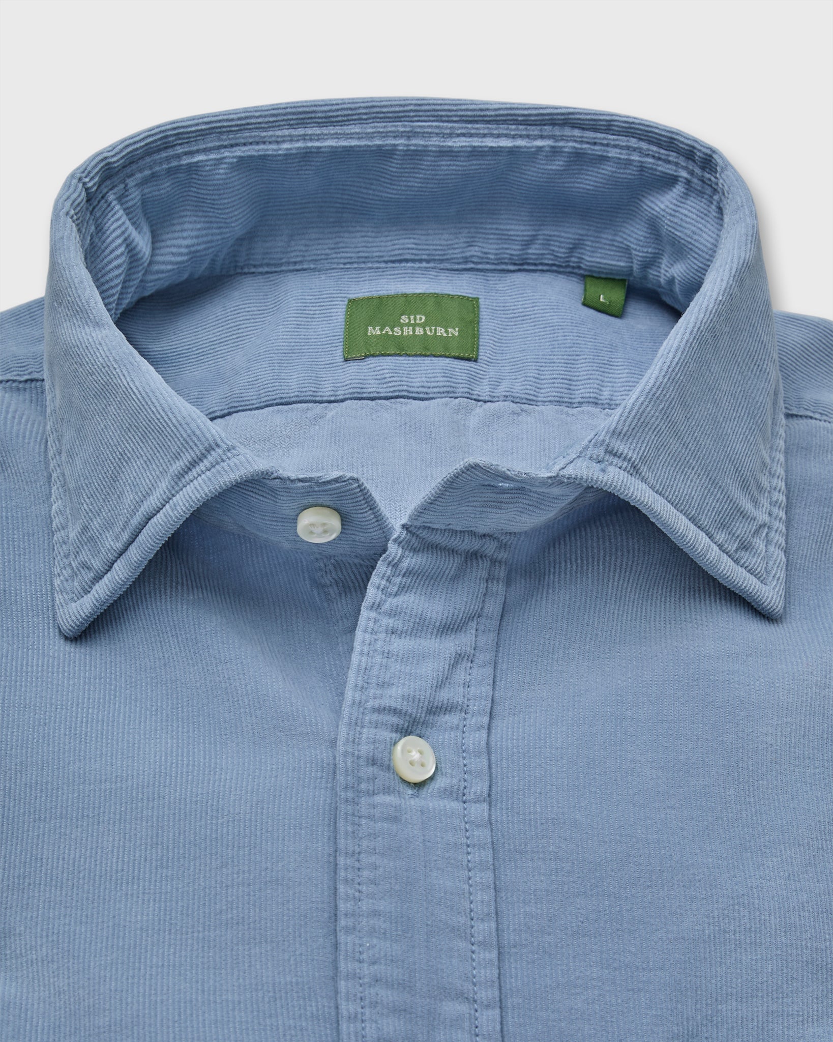 Spread Collar Sport Shirt in Glacier Corduroy